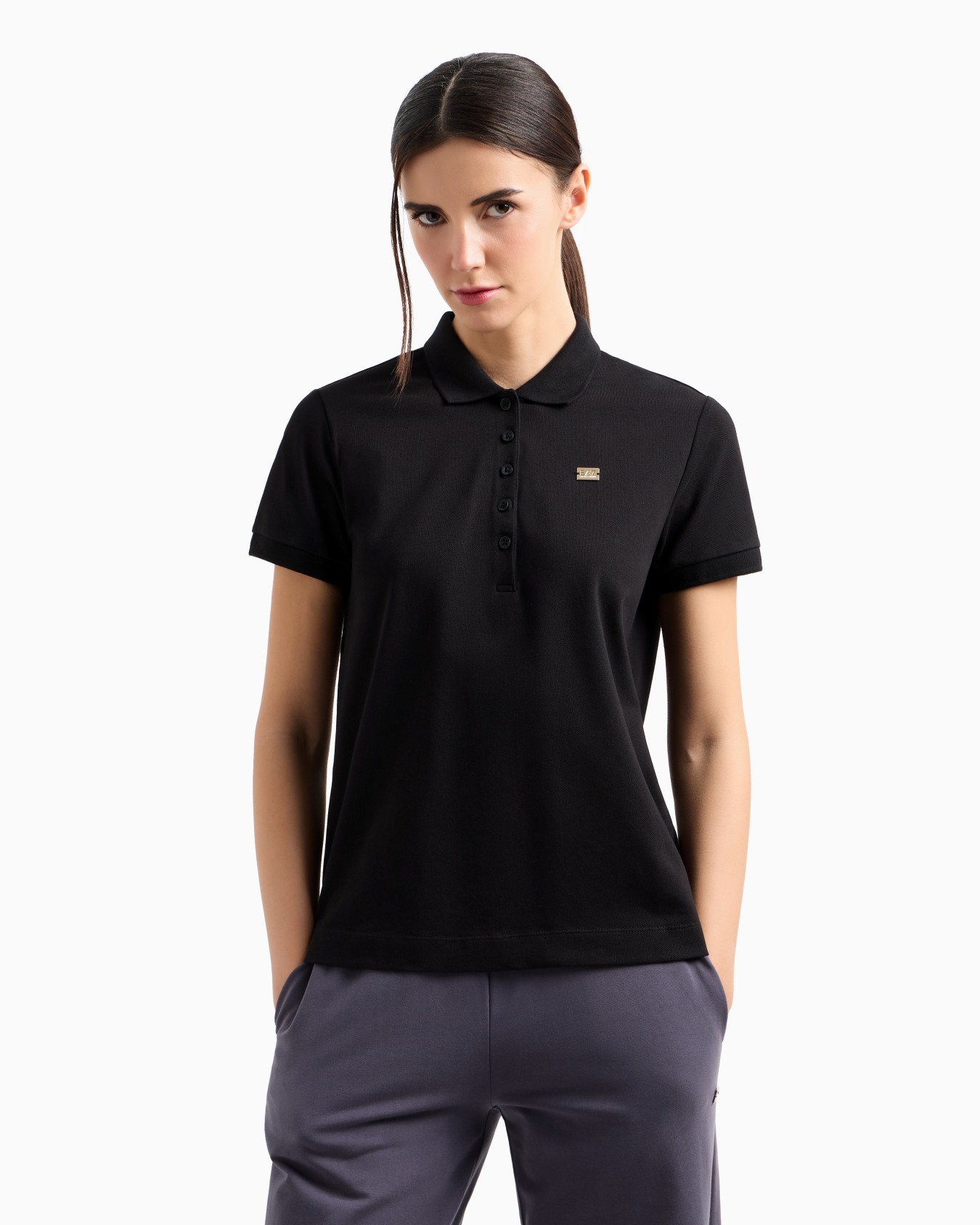 Core Lady stretch-cotton jersey polo shirt Slide 3
