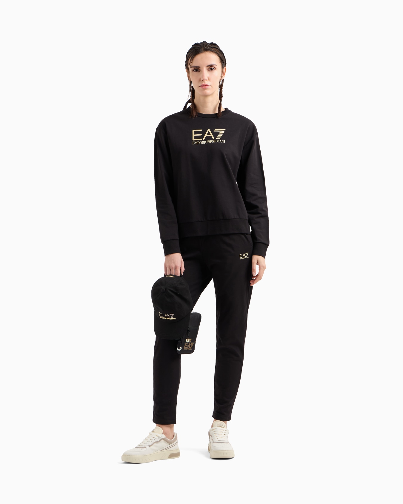 Stretch-cotton tracksuit with logo Slide 1