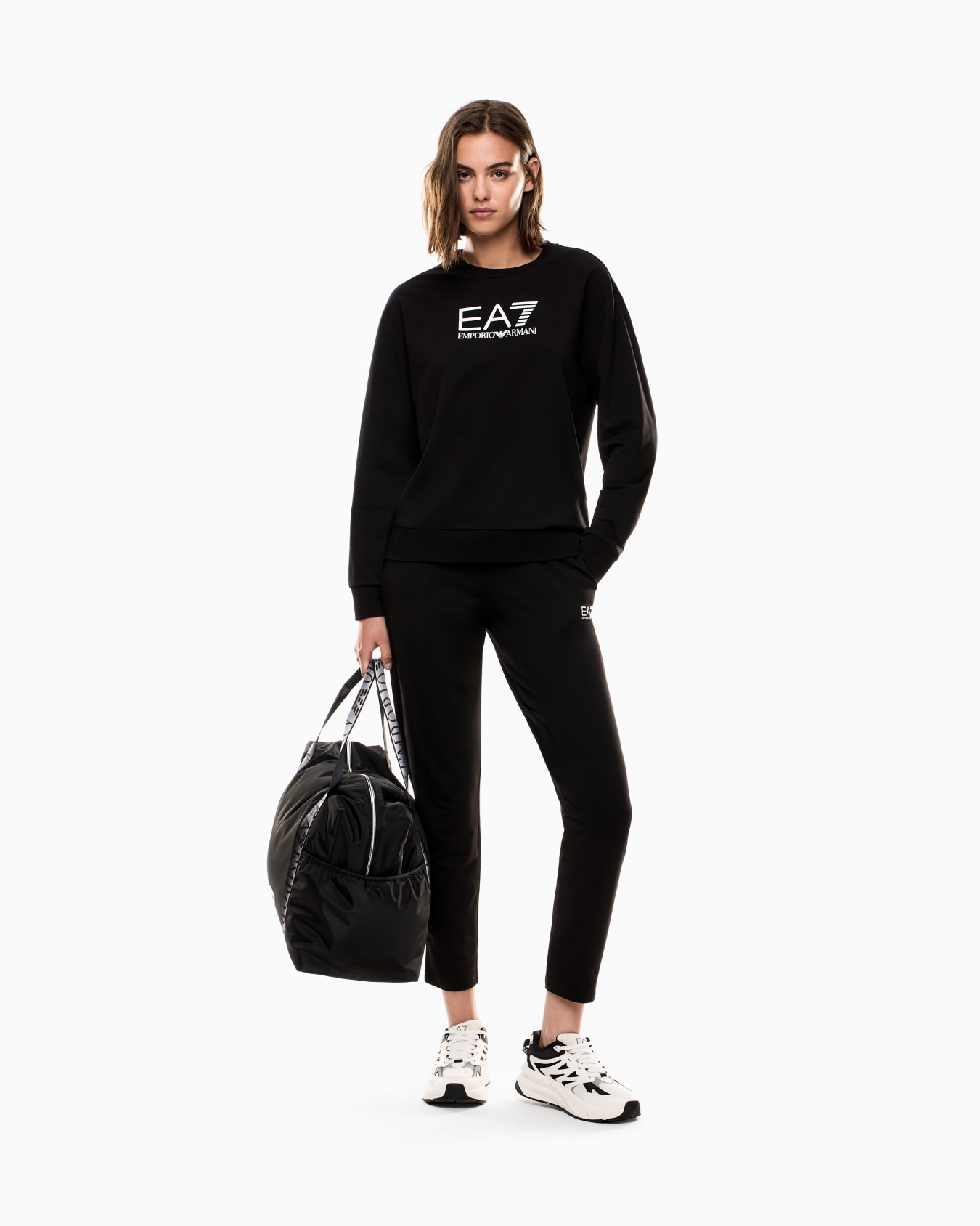 Stretch-cotton tracksuit with logo Slide 1