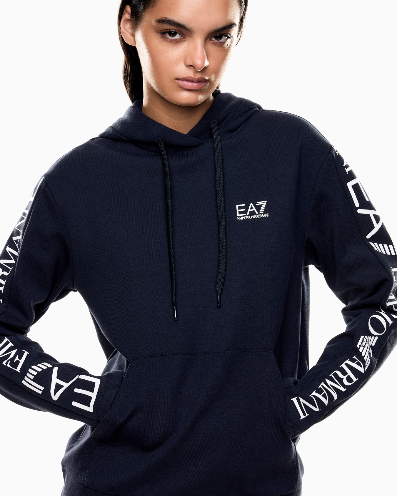 Stretch cotton-jersey tracksuit with logo Diapositiva 3