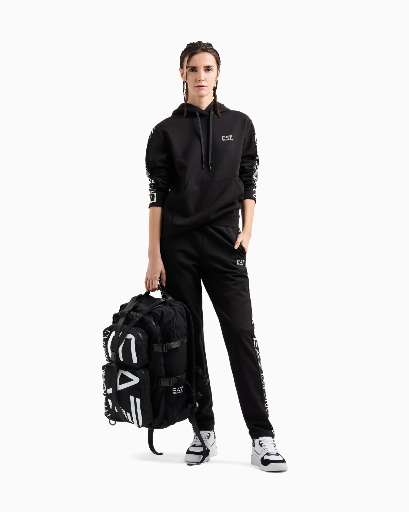 Stretch cotton-jersey tracksuit with logo Slide 1