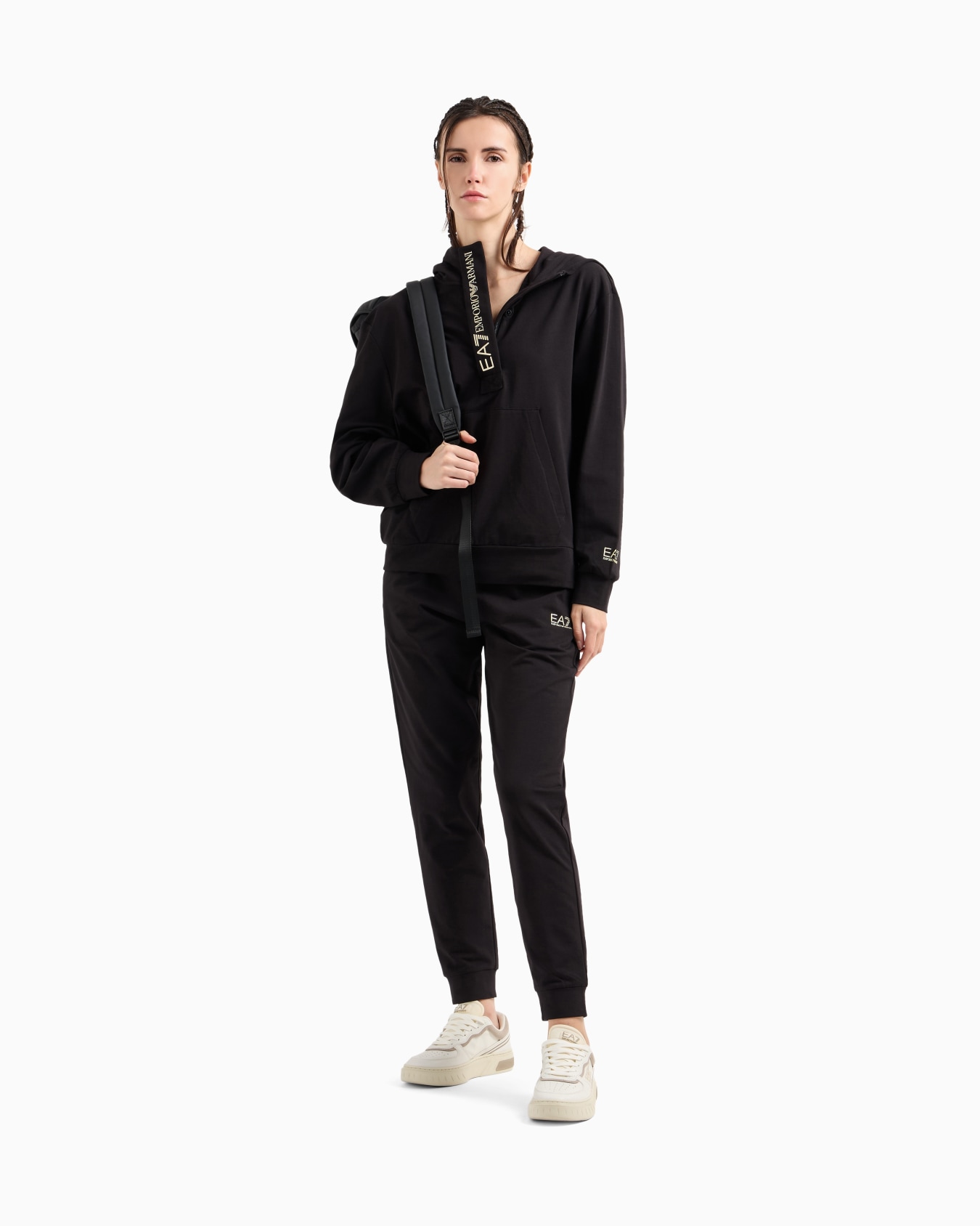 Stretch cotton jersey hooded tracksuit Slide 1