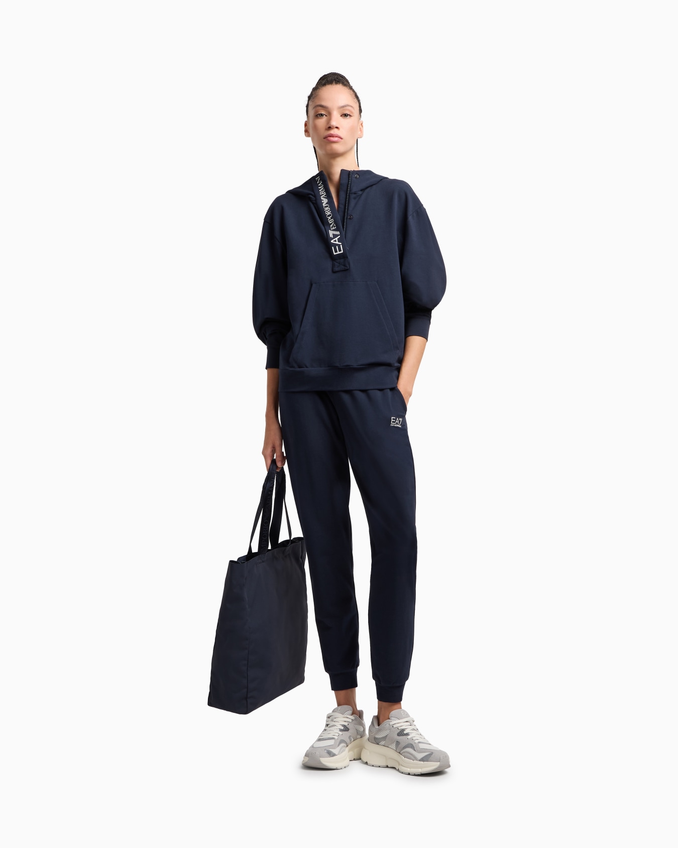 Survêtement à capuche en jersey de coton stretch Diapositive 1