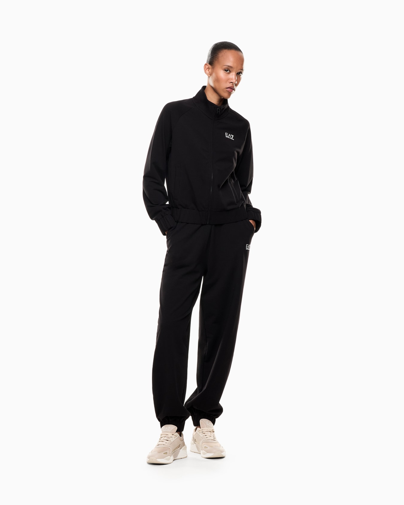 Stretch cotton-blend tracksuit with logo Slide 1