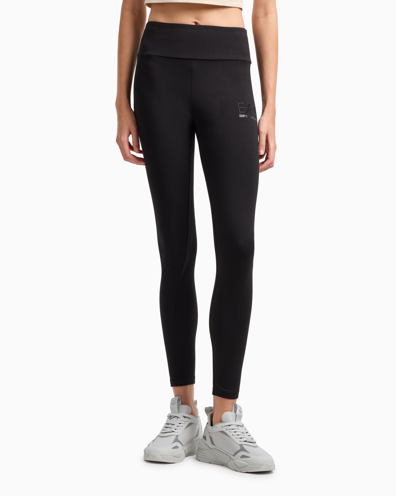 Logo Series leggings with rhinestone EA7 logo Slide 3