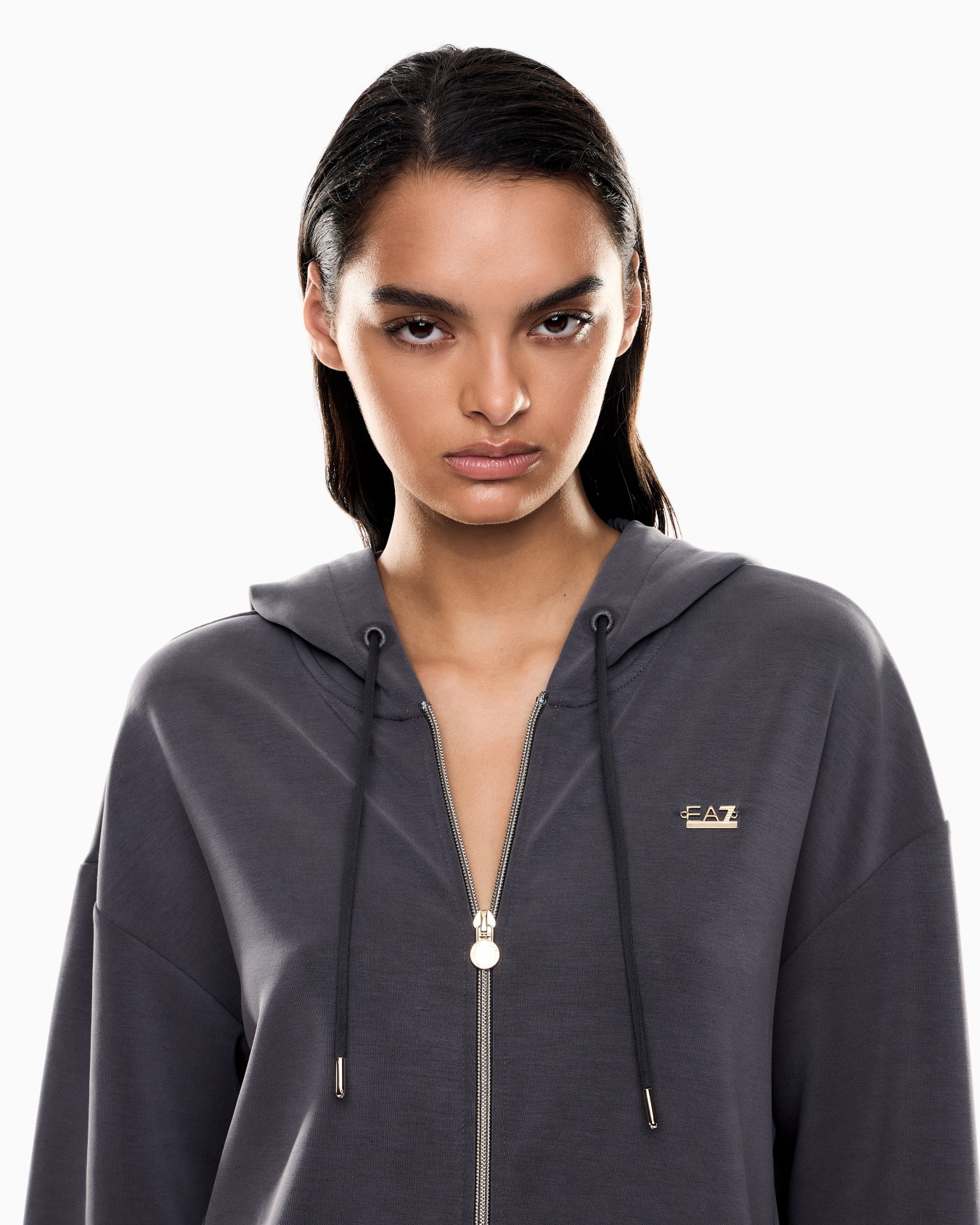 Core Lady hooded sweatshirt in a stretch modal blend interlock Slide 4