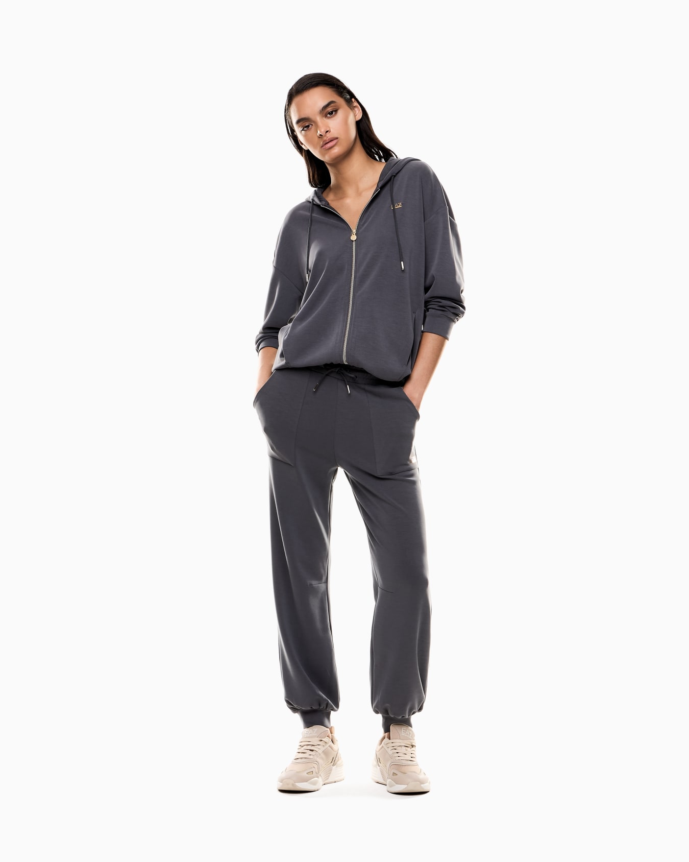 Core Lady hooded sweatshirt in a stretch modal blend interlock Slide 1