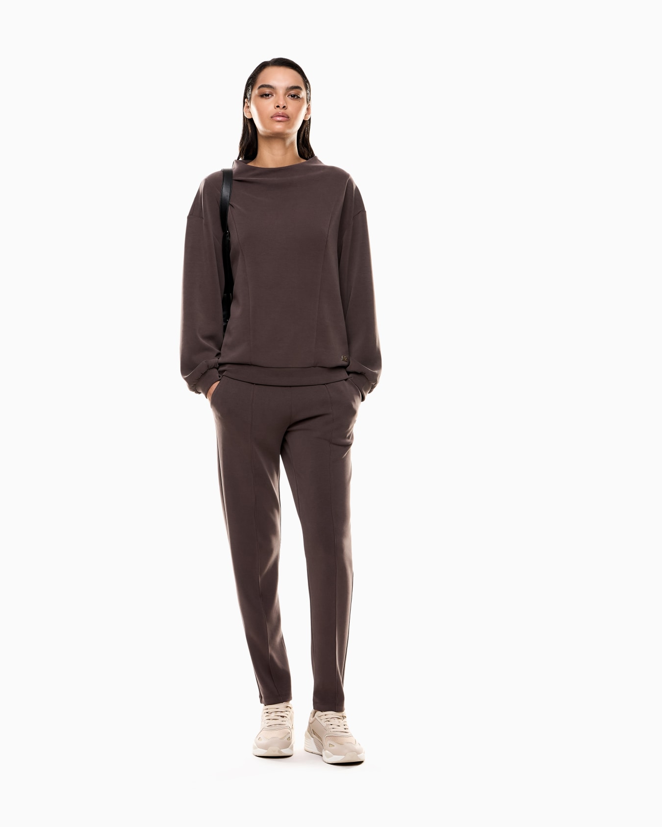 Pantalones de chándal de interlock de mezcla de modal elástico Core Lady Diapositiva 1