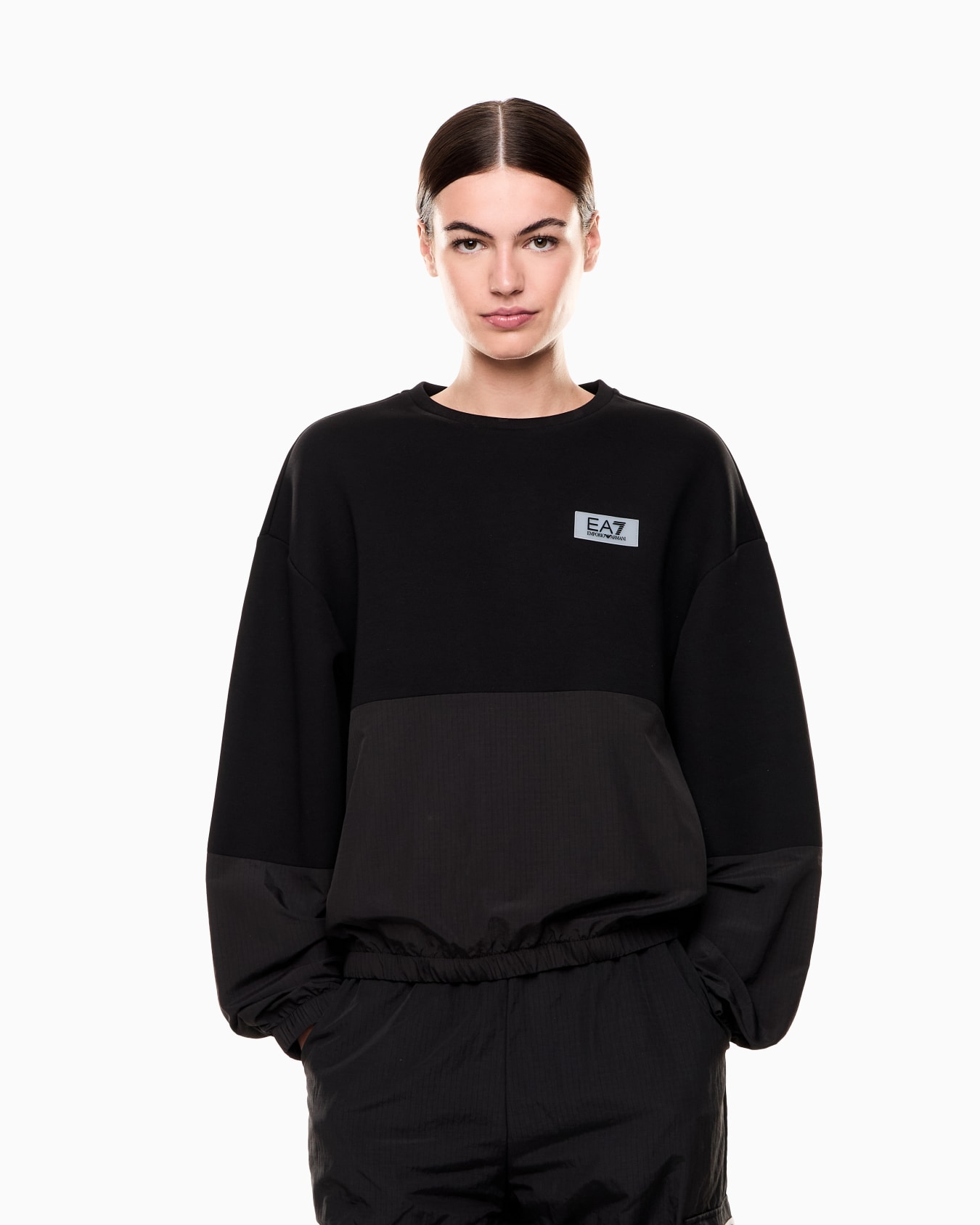 Contemporary Sport crew-neck sweatshirt with scuba inserts Slide 3