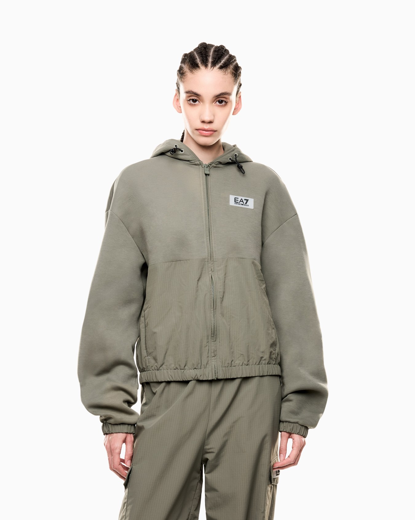 Contemporary Sport hooded sweatshirt with scuba inserts Slide 3