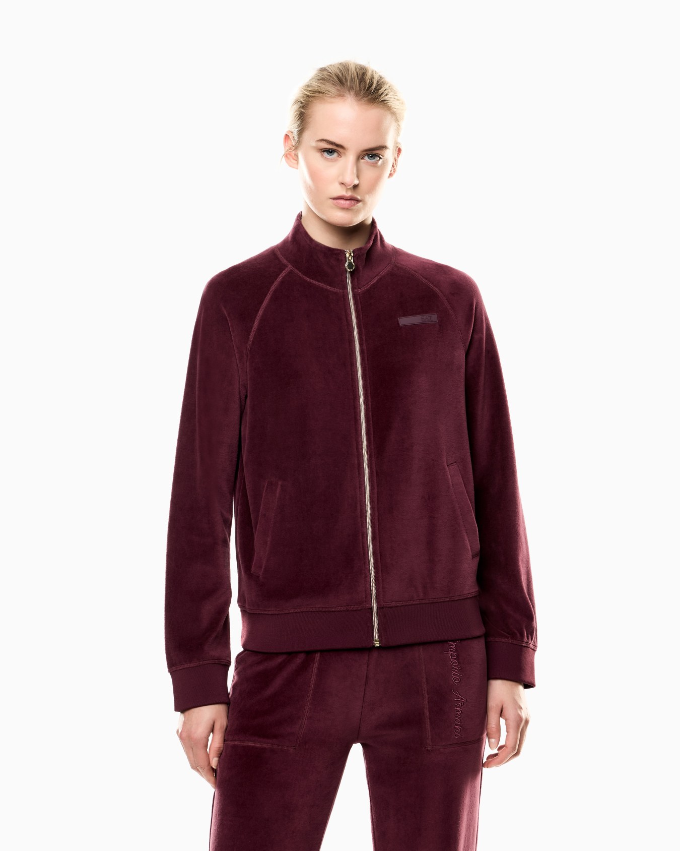 Athletic Velour zip-up sweatshirt in stretch chenille Slide 3