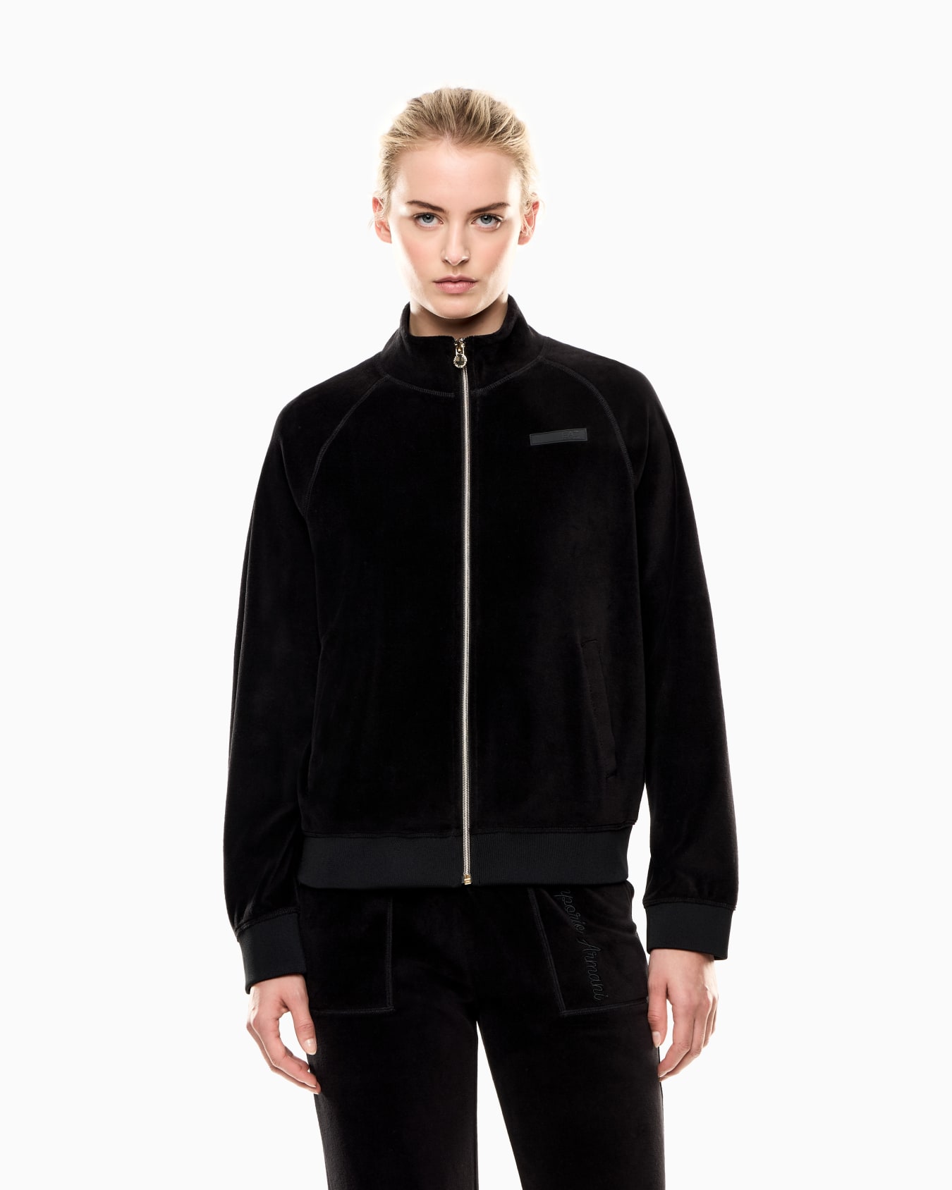 Athletic Velour zip-up sweatshirt in stretch chenille Slide 3