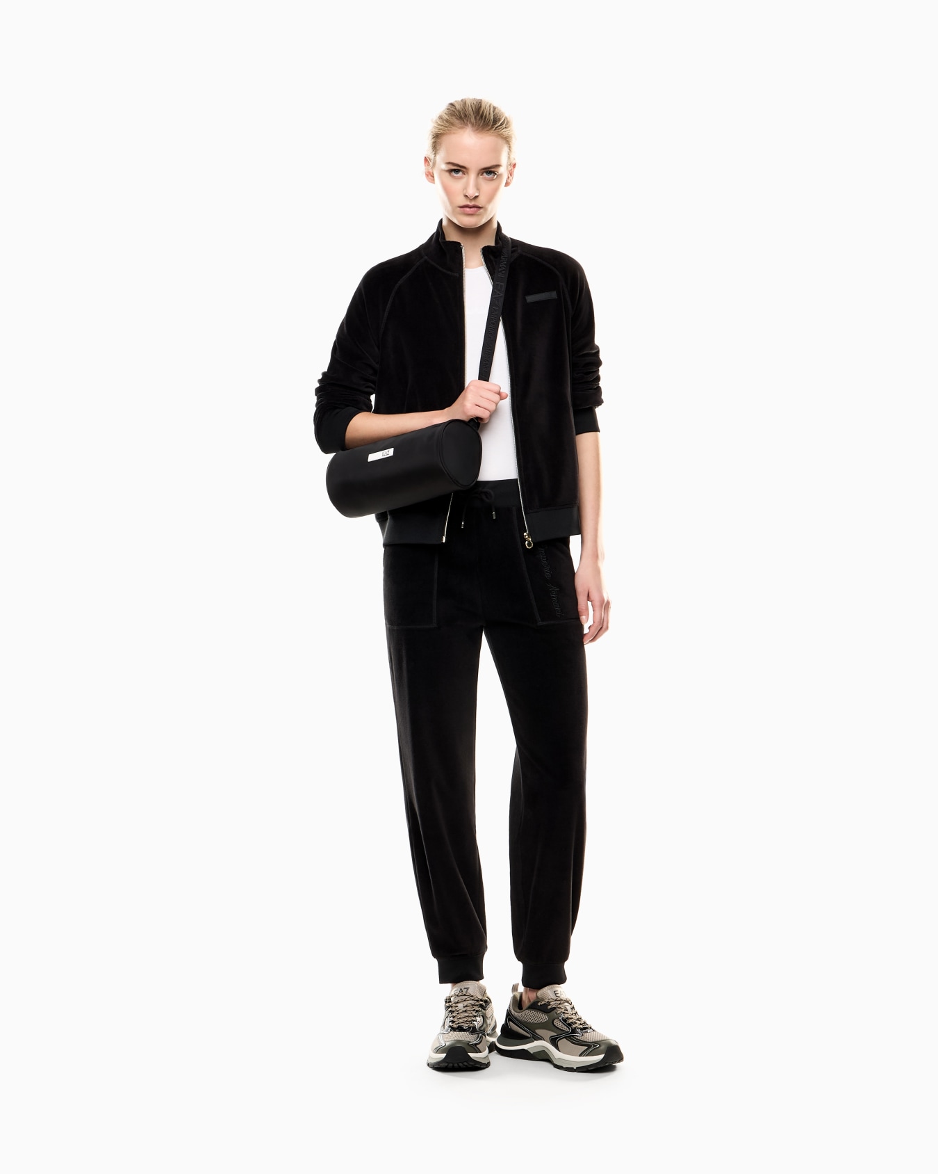 Athletic Velours Jogginghose aus Stretch-Chenille Folie 1