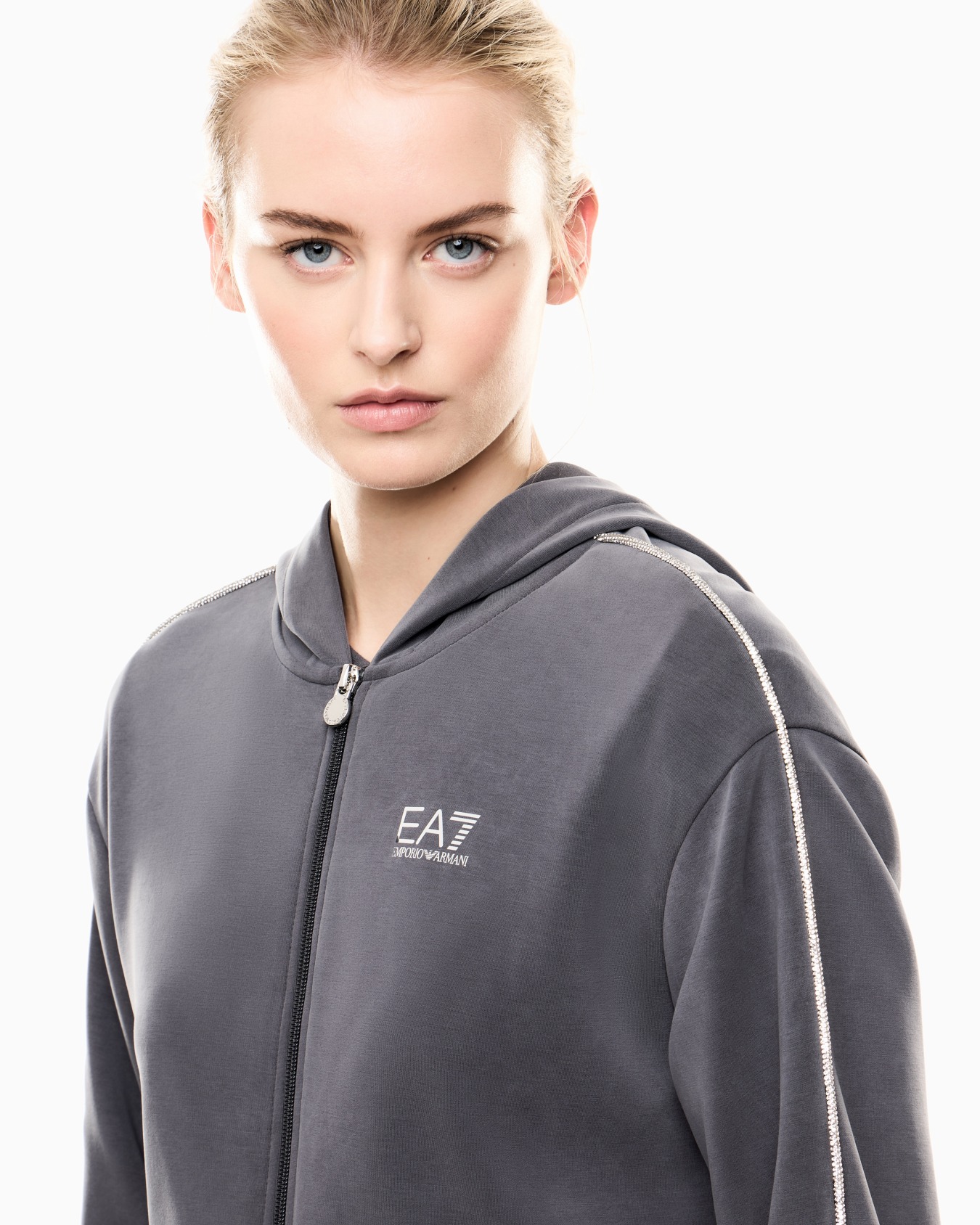 Precious stretch-modal interlock zip-up sweatshirt Slide 4