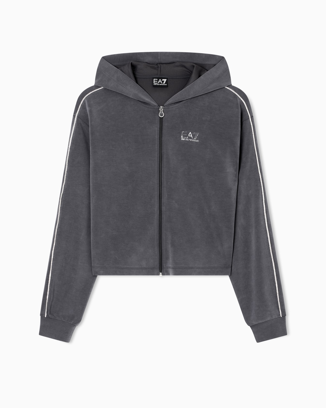 Precious stretch-modal interlock zip-up sweatshirt Slide 0