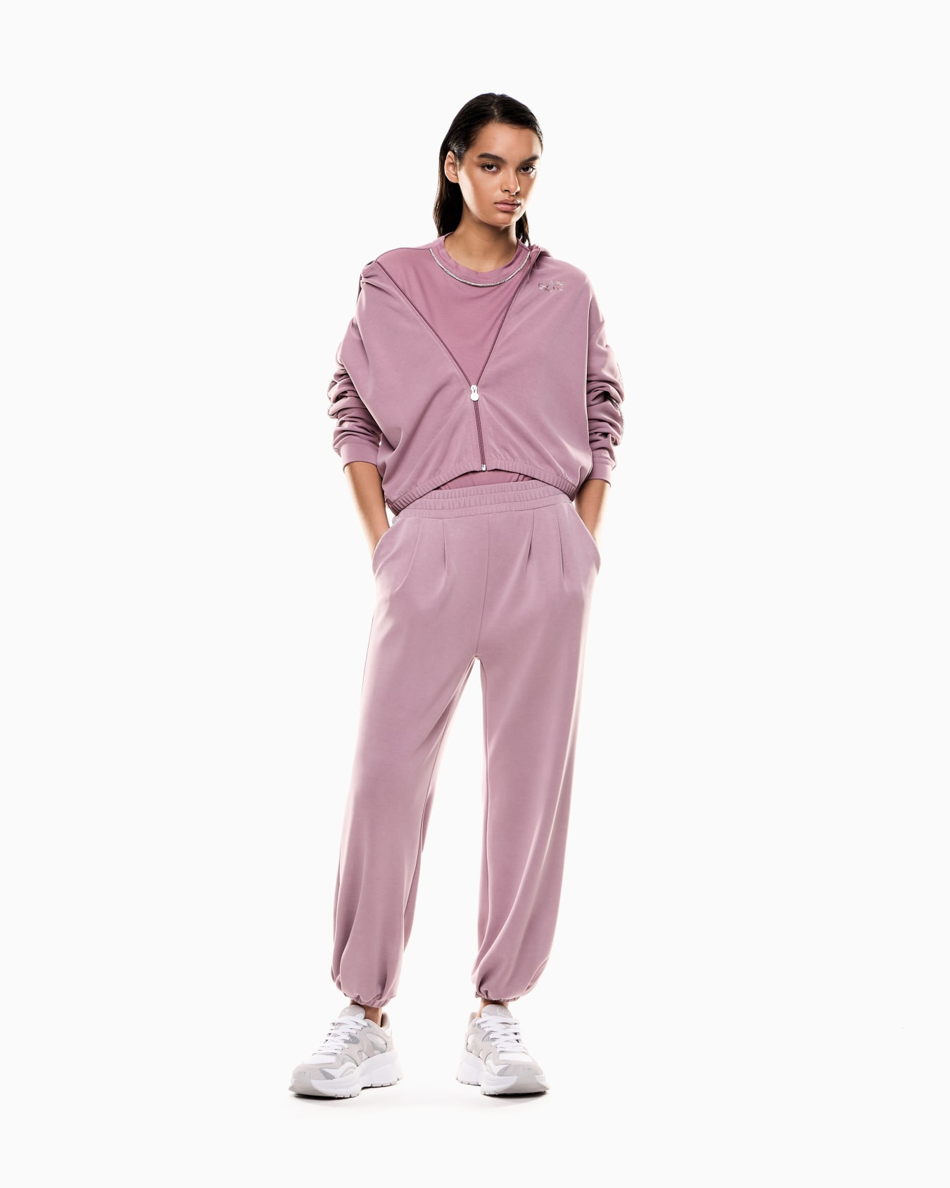 Precious stretch-modal interlock zip-up sweatshirt Slide 1