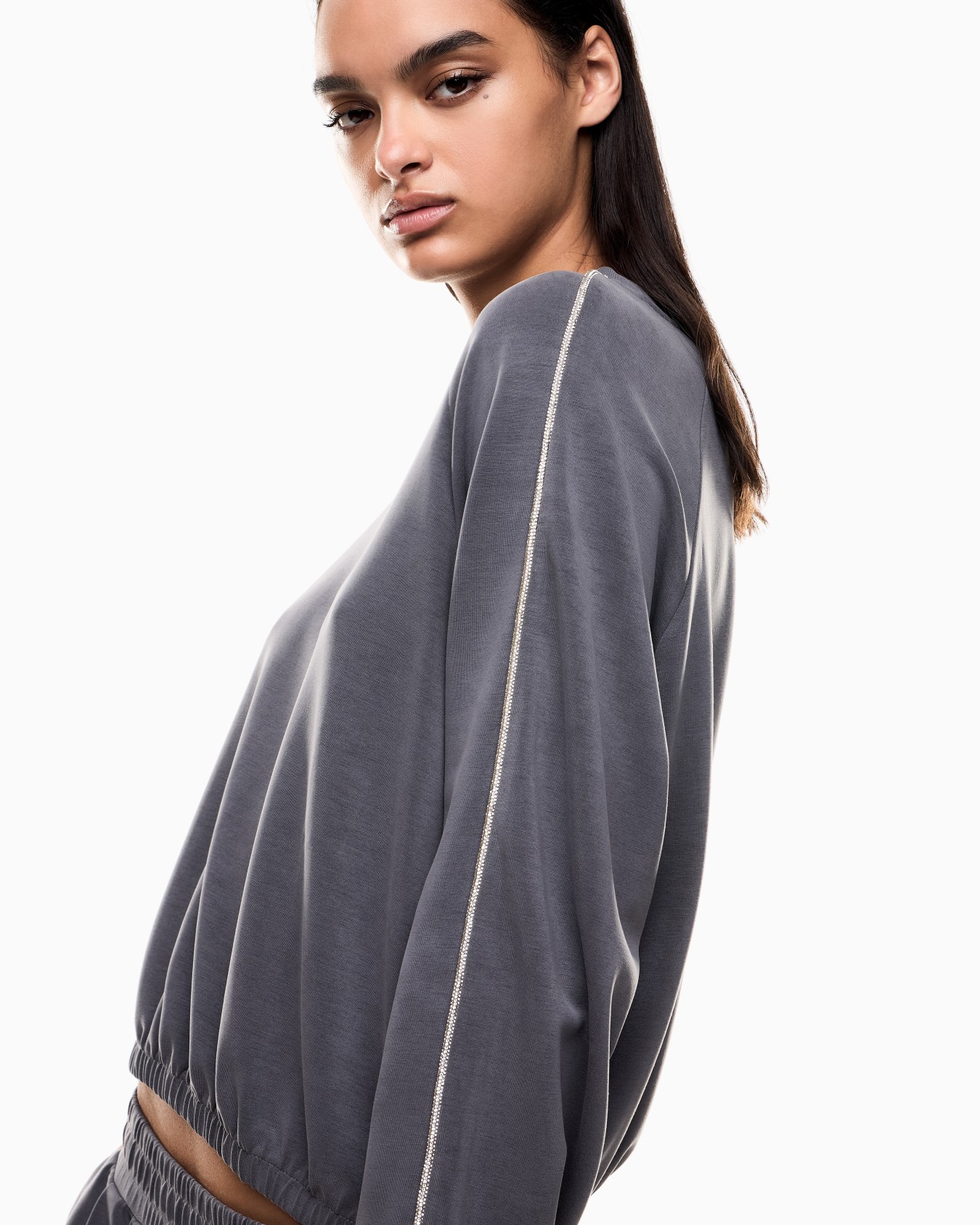 Precious crew-neck sweatshirt in stretch modal interlock Slide 4
