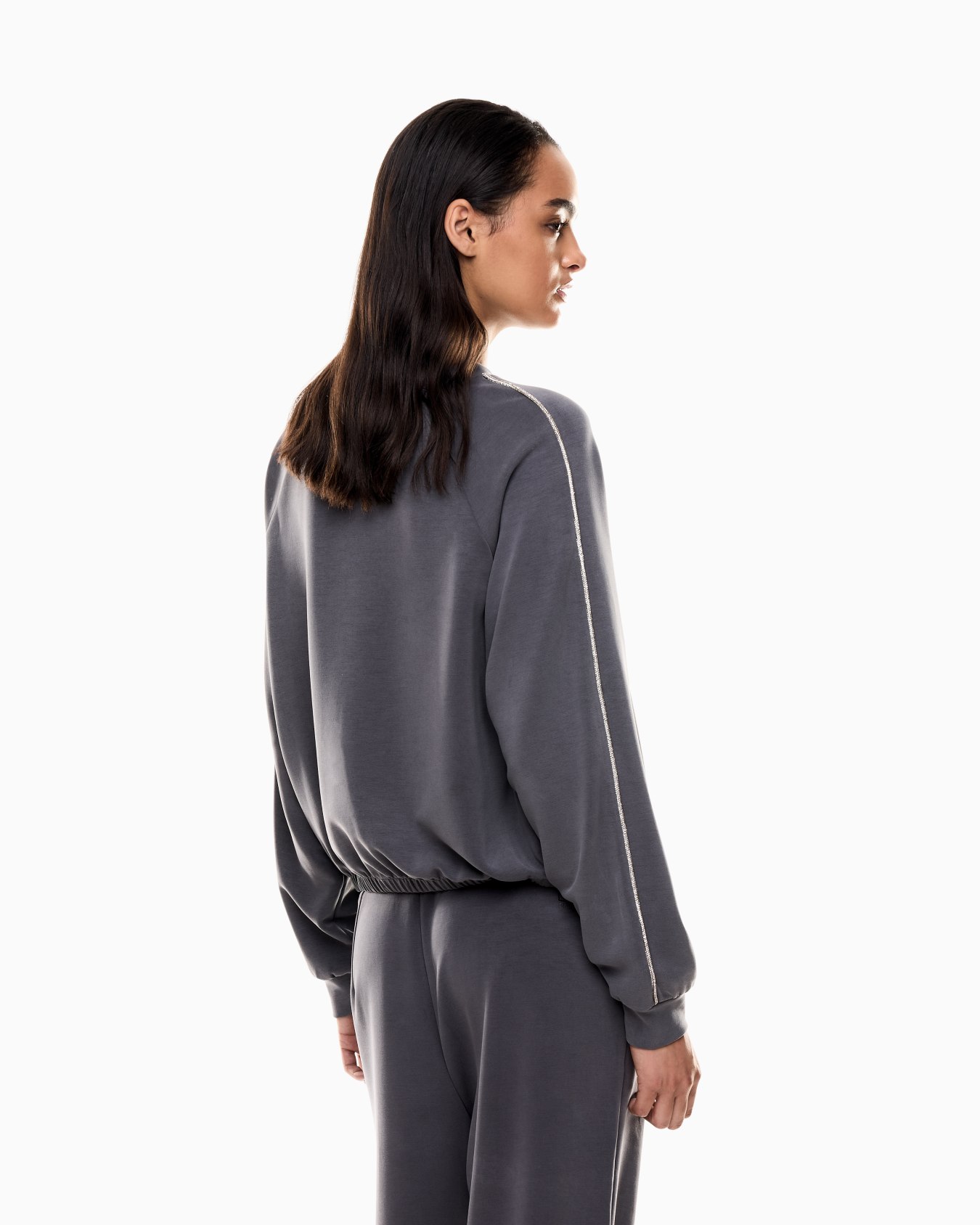 Precious crew-neck sweatshirt in stretch modal interlock Slide 2