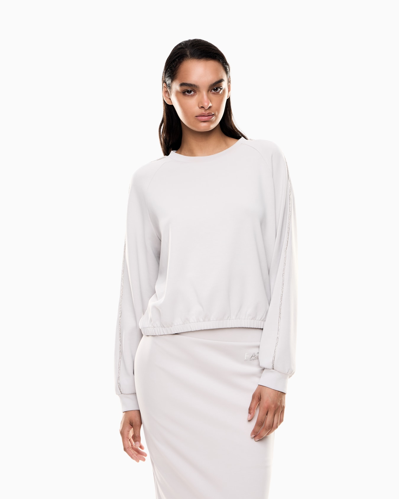 Precious crew-neck sweatshirt in stretch modal interlock Slide 3