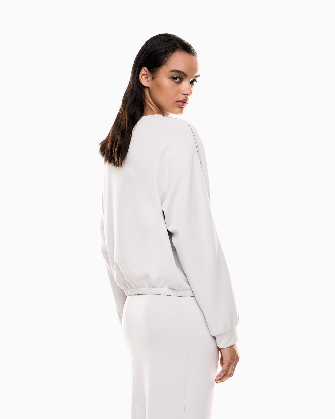 Precious crew-neck sweatshirt in stretch modal interlock Slide 2