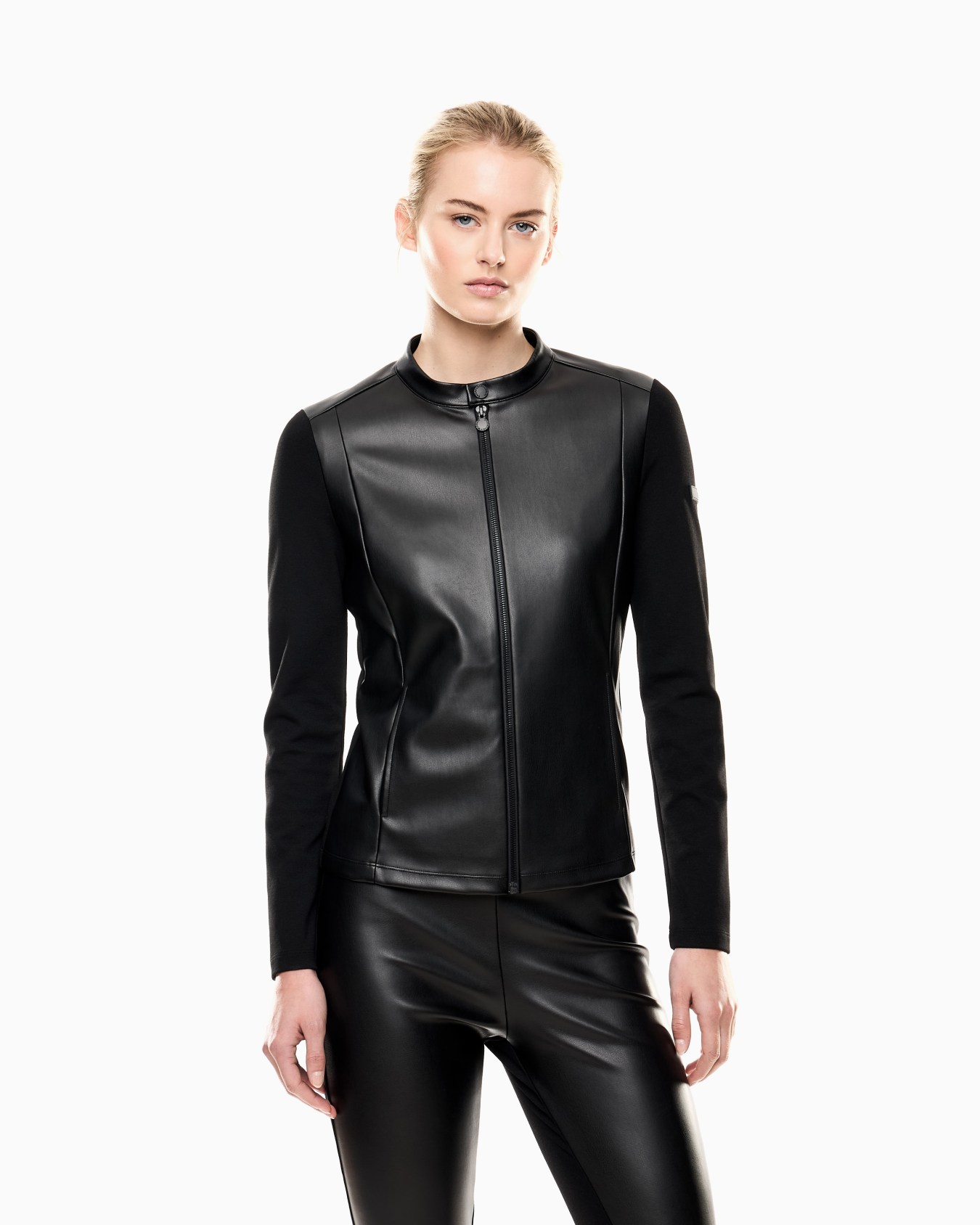 Winter Mix zip-up sweatshirt with leather-effect fabric inserts Slide 3