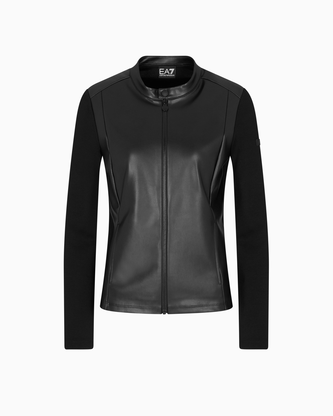 Winter Mix zip-up sweatshirt with leather-effect fabric inserts Slide 0