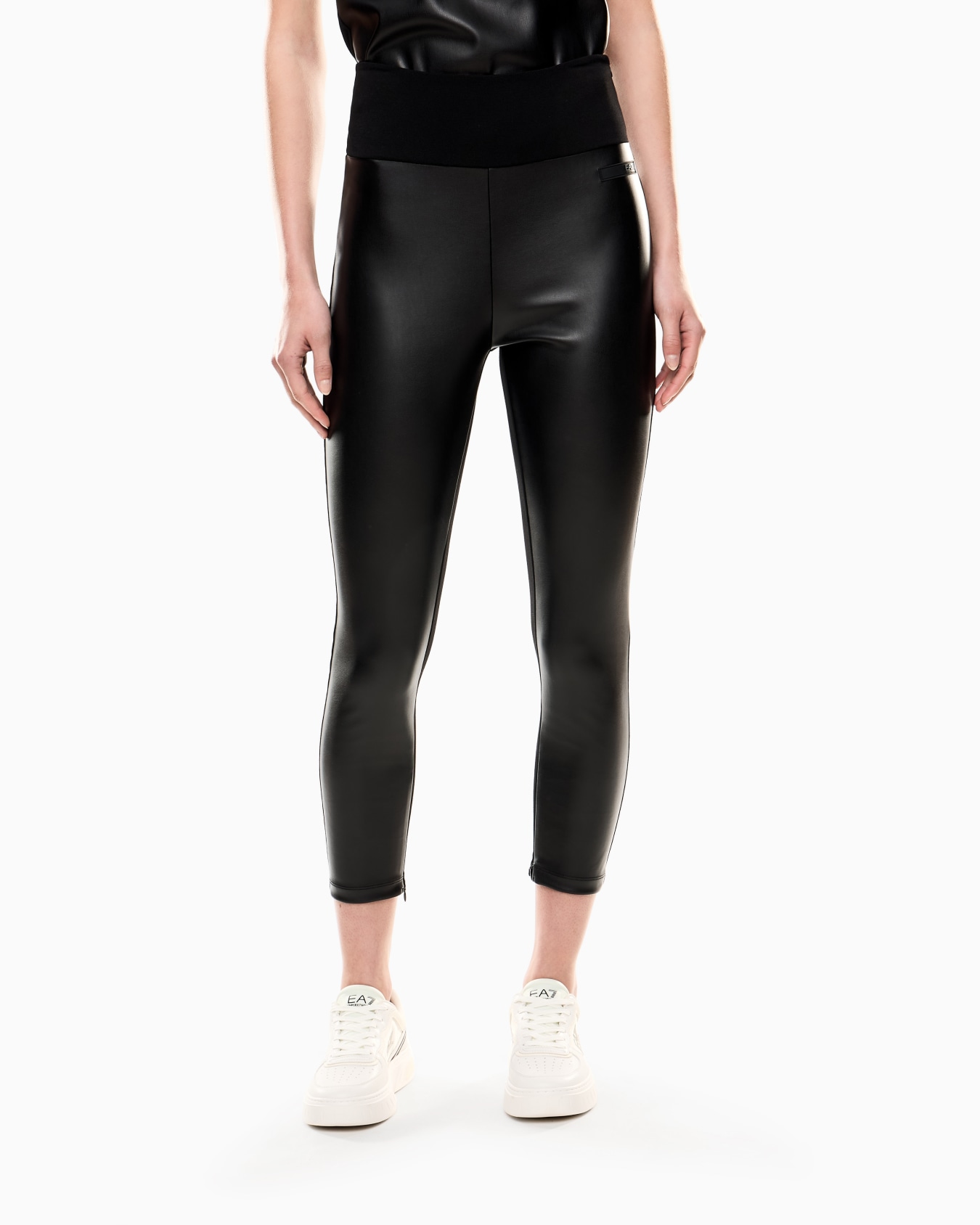 Winter Mix leggings with leather-effect fabric inserts Slide 3