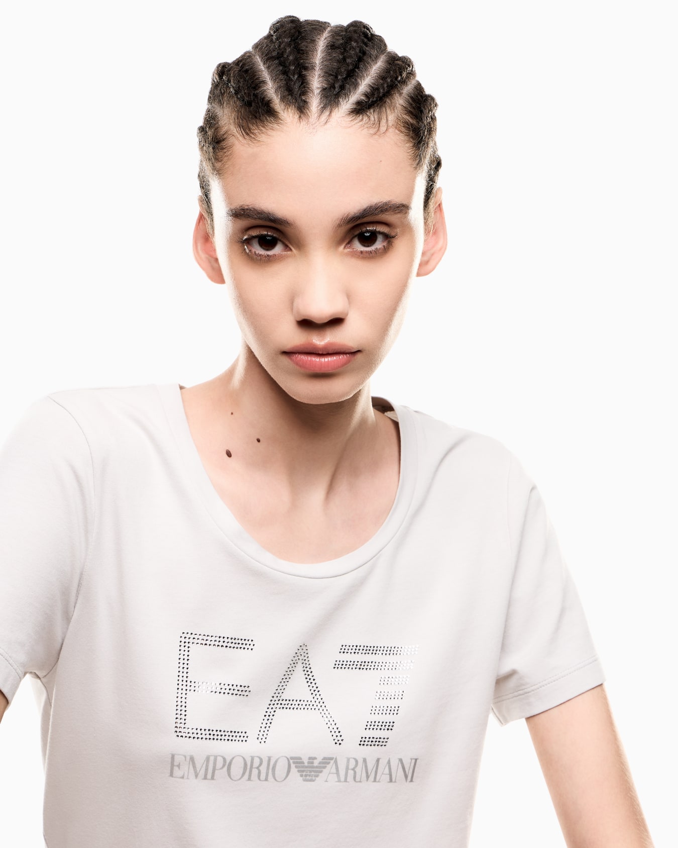 Logo Series stretch-cotton crew-neck T-shirt with rhinestones Slide 4