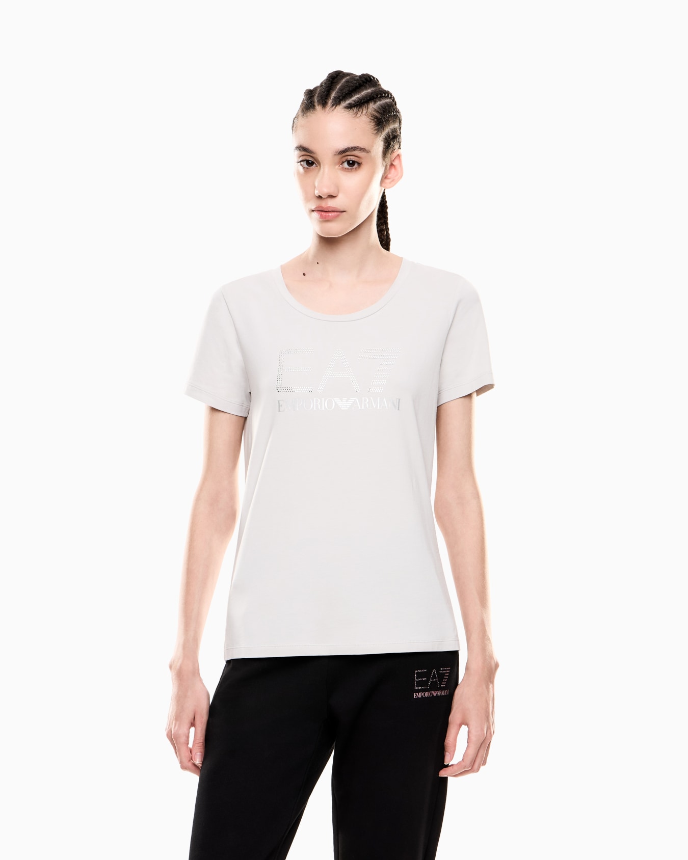 Logo Series stretch-cotton crew-neck T-shirt with rhinestones Slide 3