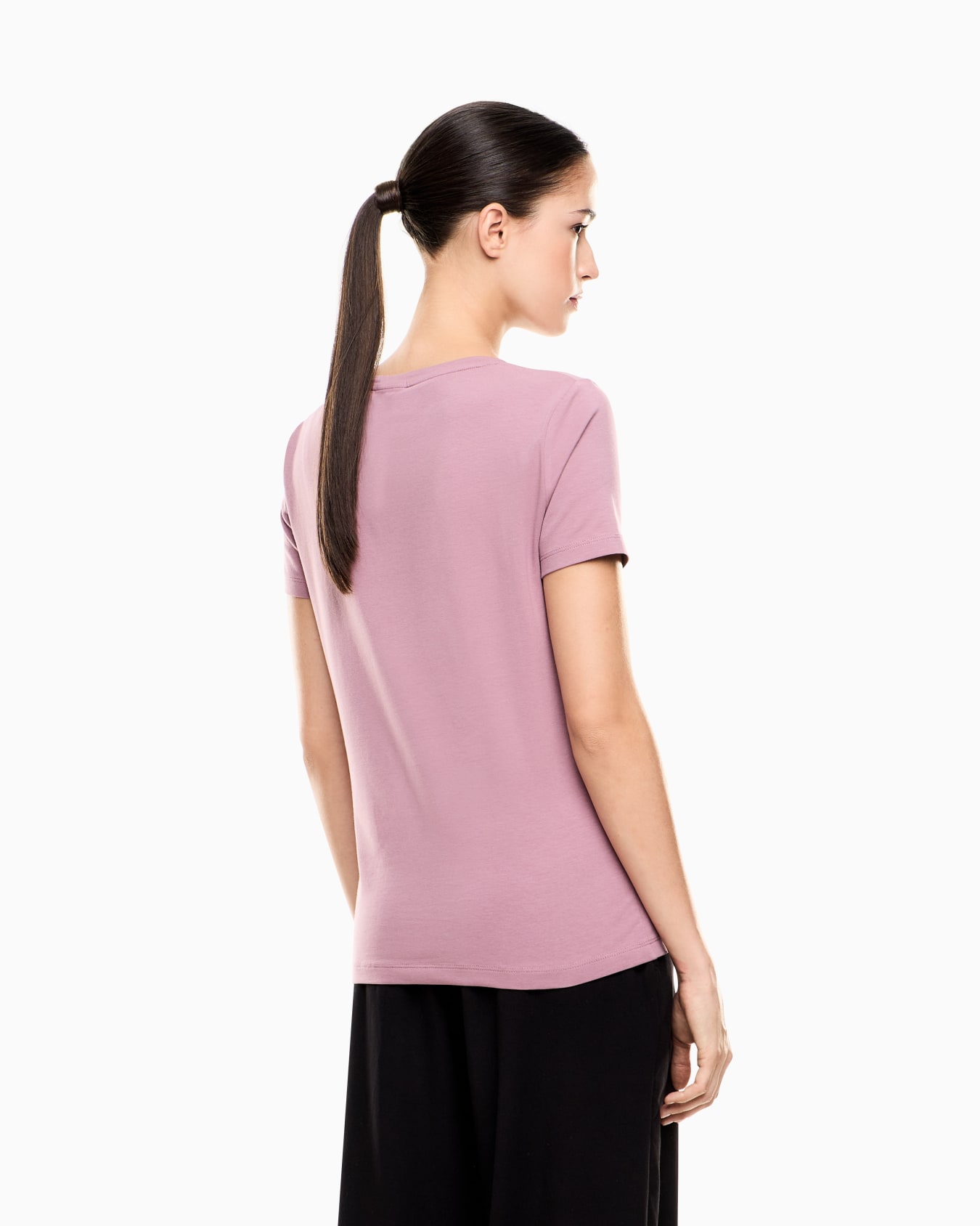 T-shirt ras-du-cou Logo Series en coton stretch avec strass Diapositive 2