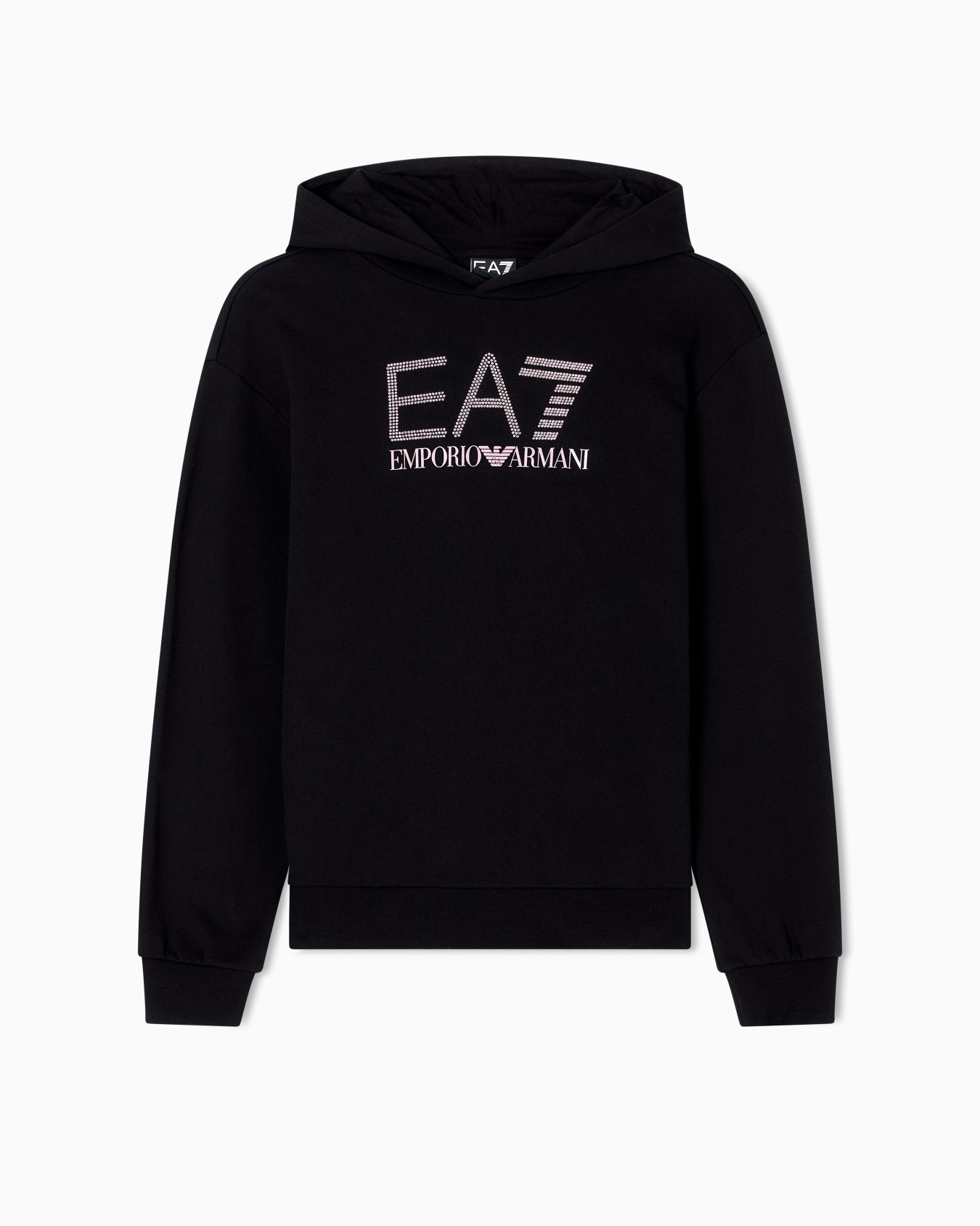Logo Series organic cotton-blend hooded sweatshirt with rhinestones Slide 0