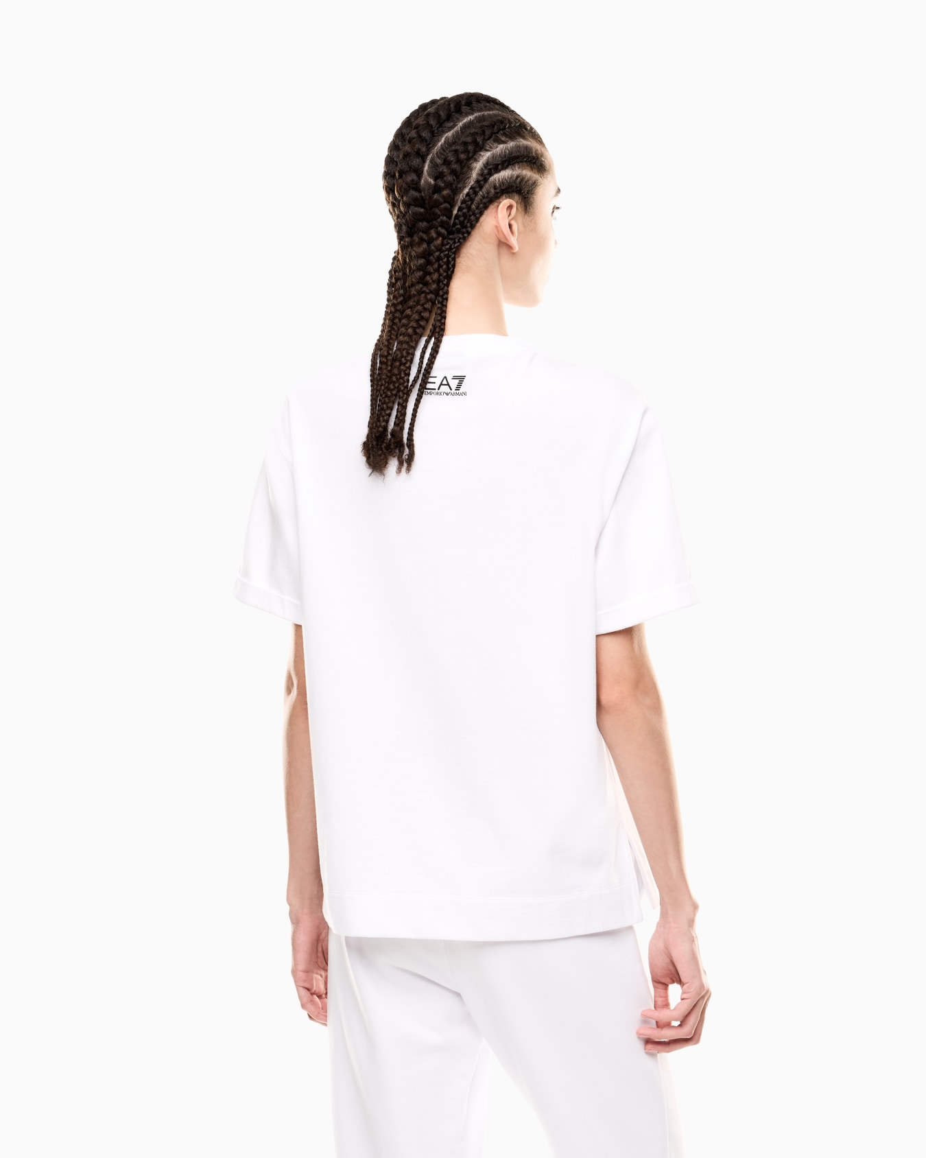 Camiseta Logo Series de cuello redondo de punto de algodón con lentejuelas Diapositiva 2