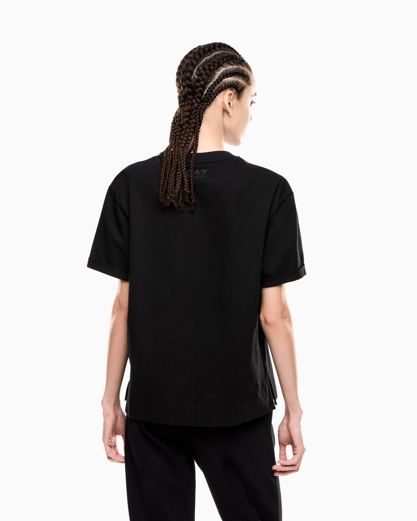 Camiseta Logo Series de cuello redondo de punto de algodón con lentejuelas Diapositiva 2