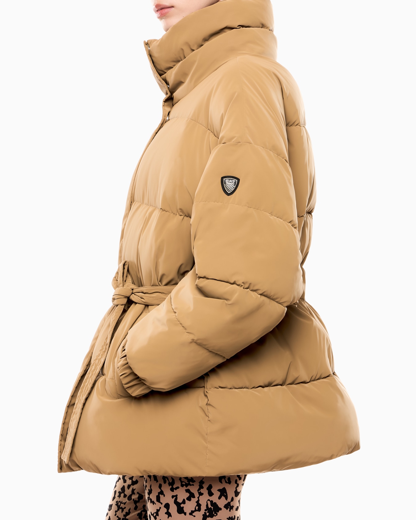 Nylon padded jacket with belt Slide 4