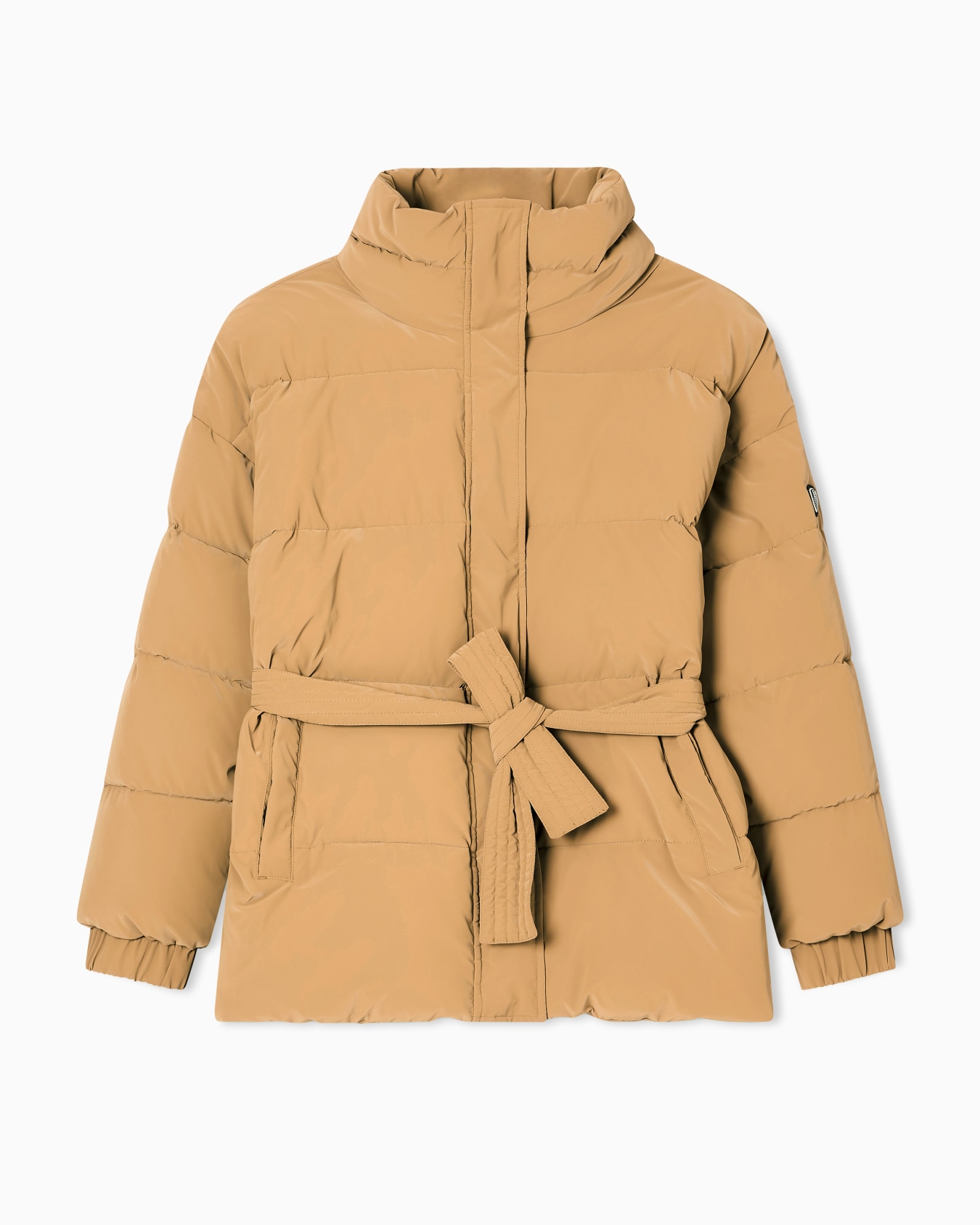 Nylon padded jacket with belt Slide 0