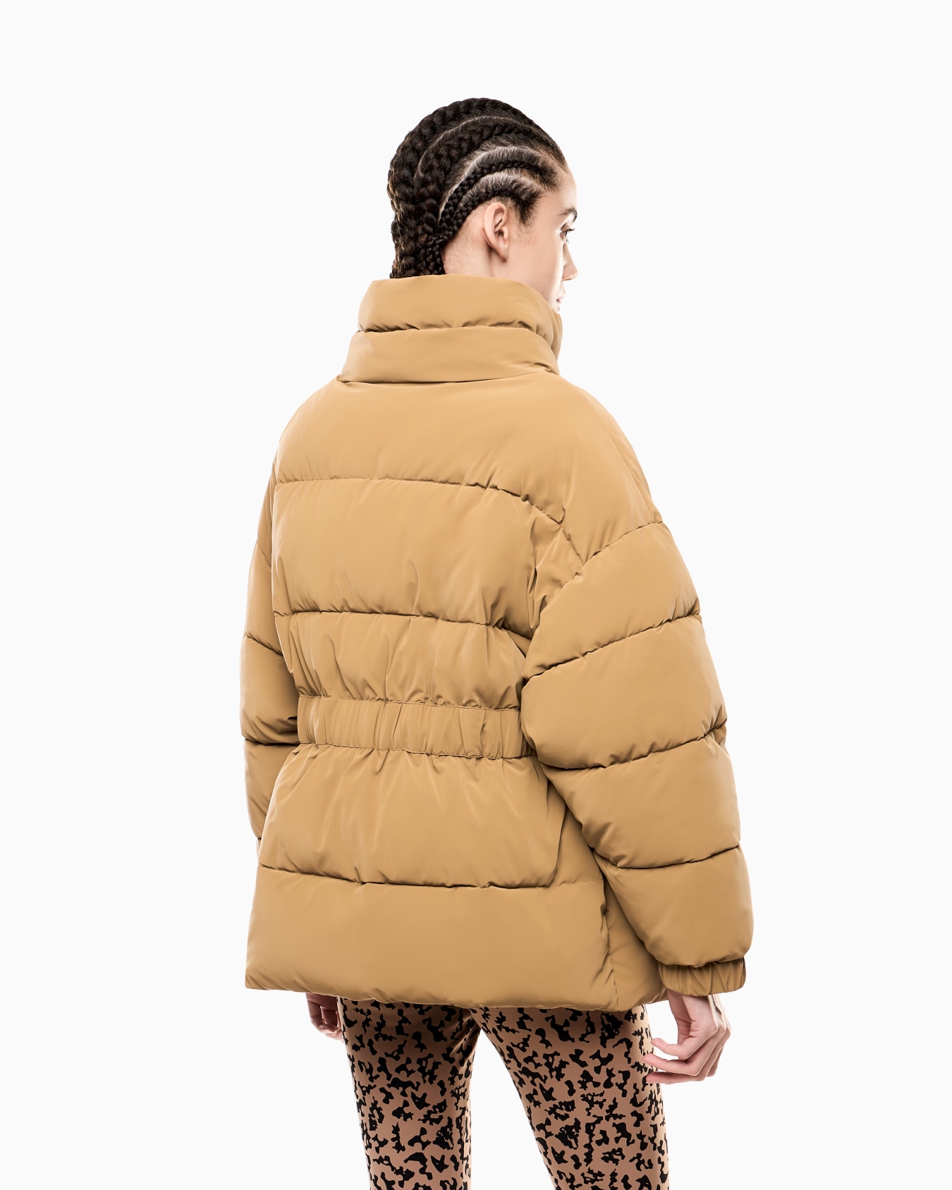Nylon padded jacket with belt Slide 2