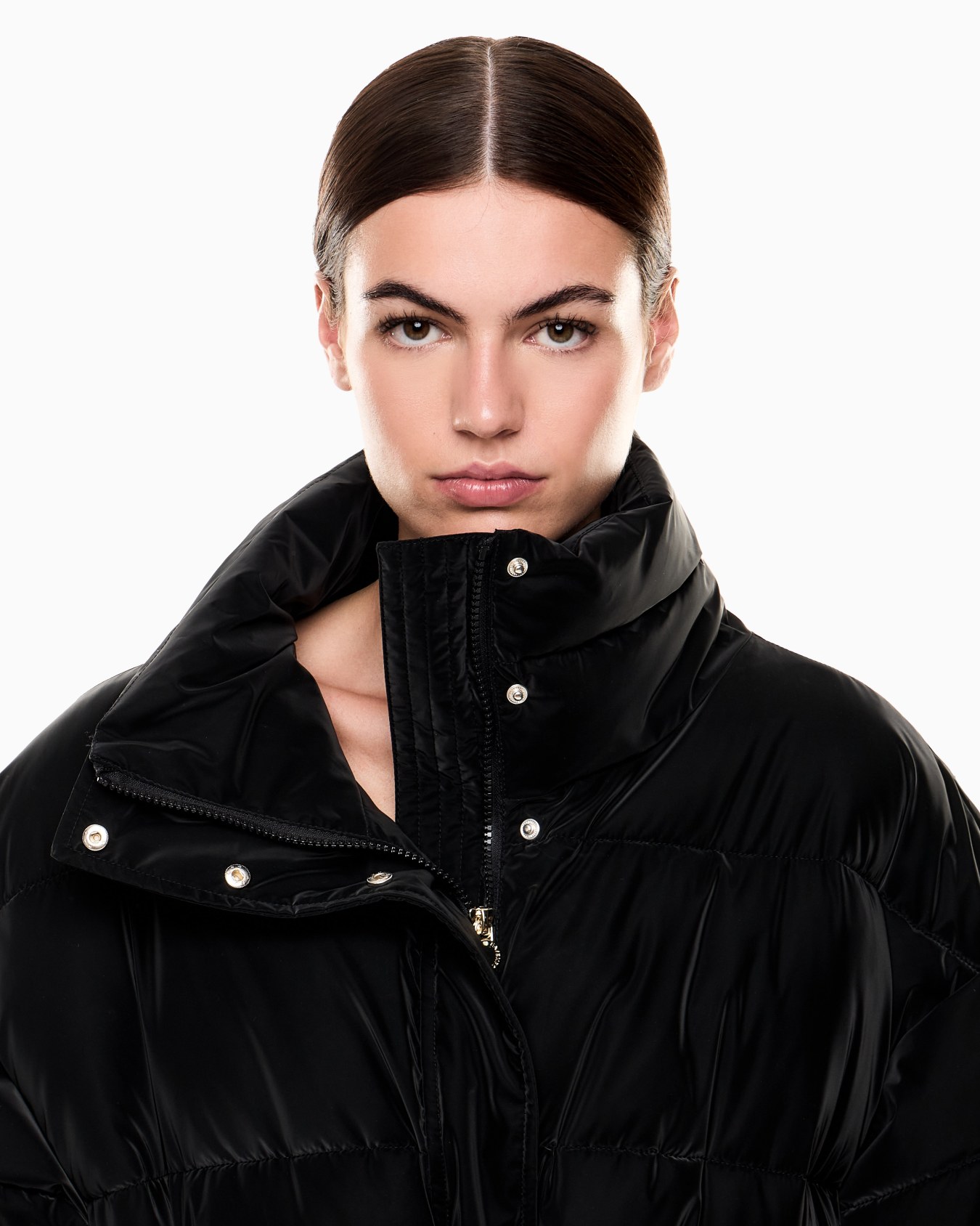 Nylon padded jacket with belt Slide 4