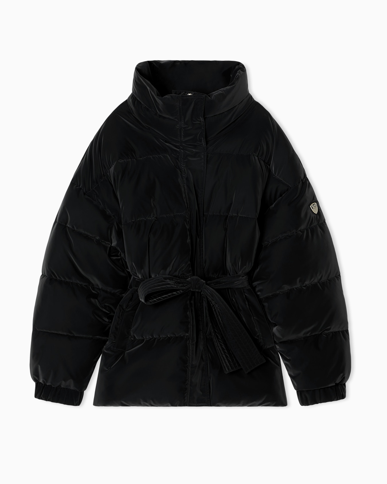 Nylon padded jacket with belt Slide 0