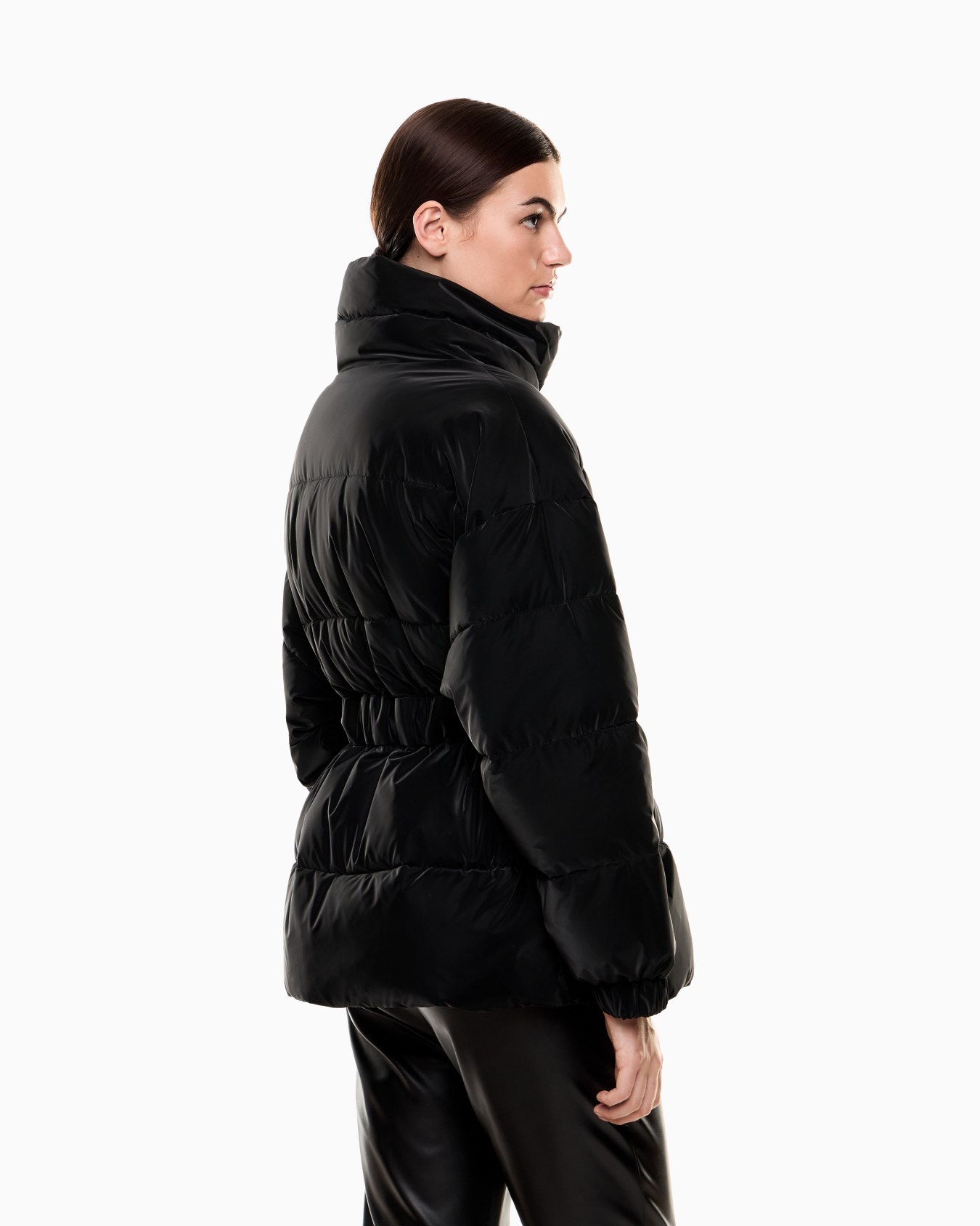 Nylon padded jacket with belt Slide 2