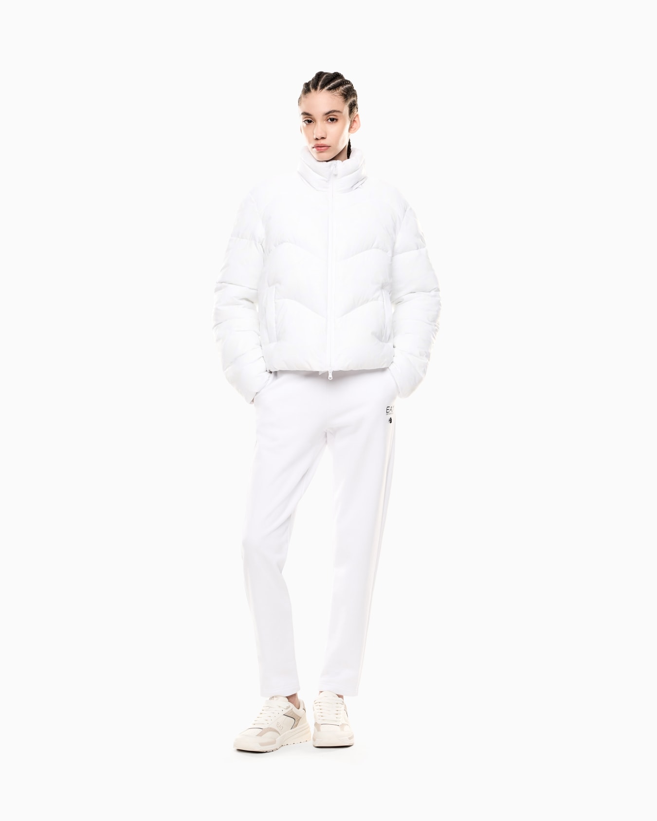 Nylon padded jacket with all-over monogram print Slide 1