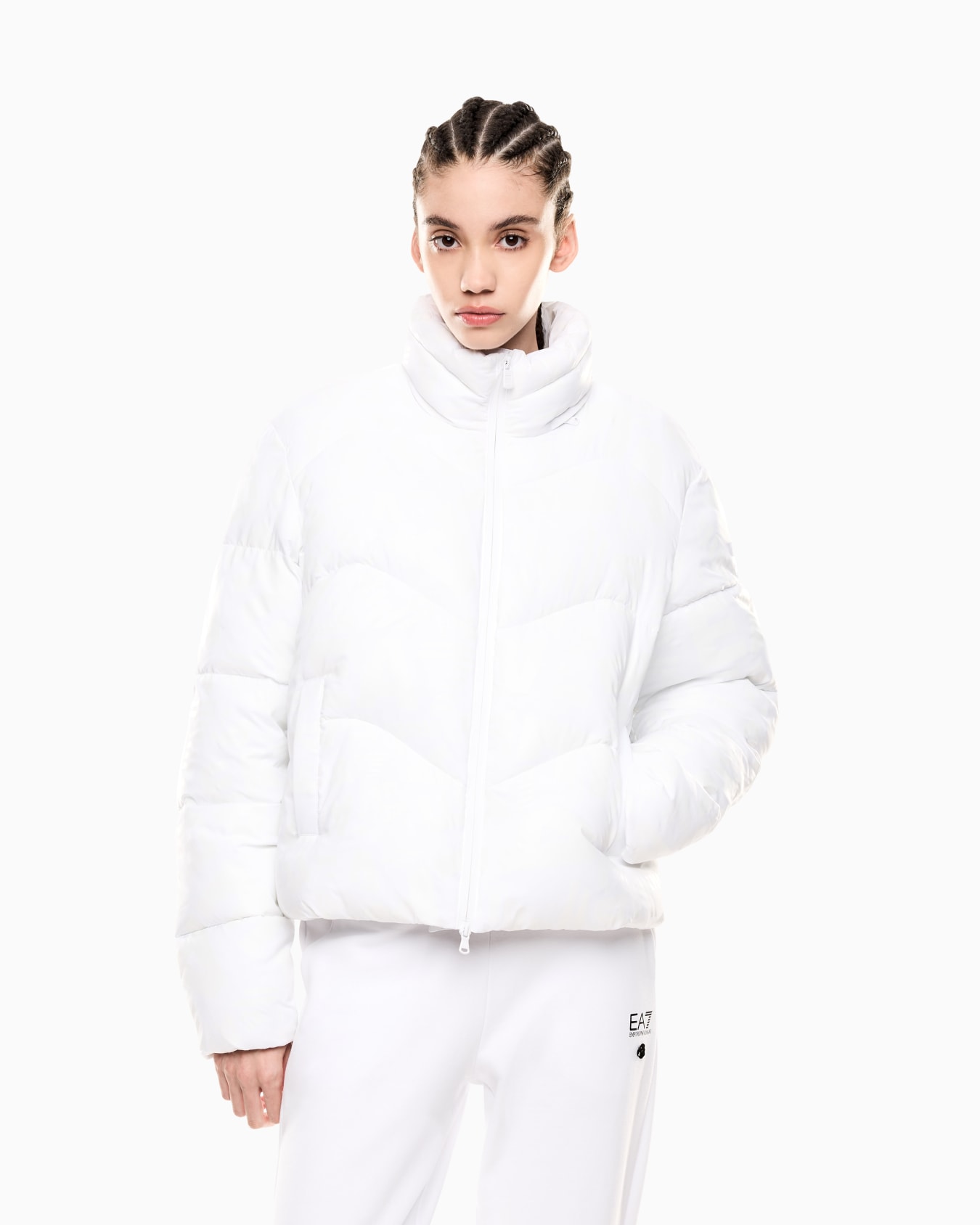 Nylon padded jacket with all-over monogram print Slide 3