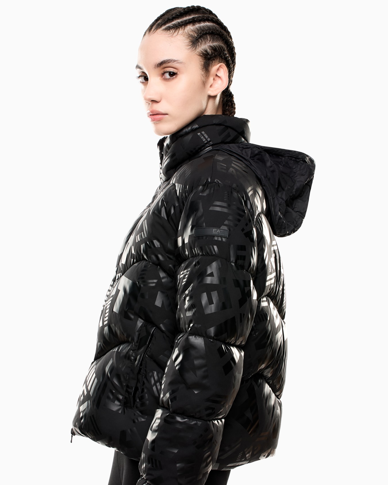 Nylon padded jacket with all-over monogram print Slide 4