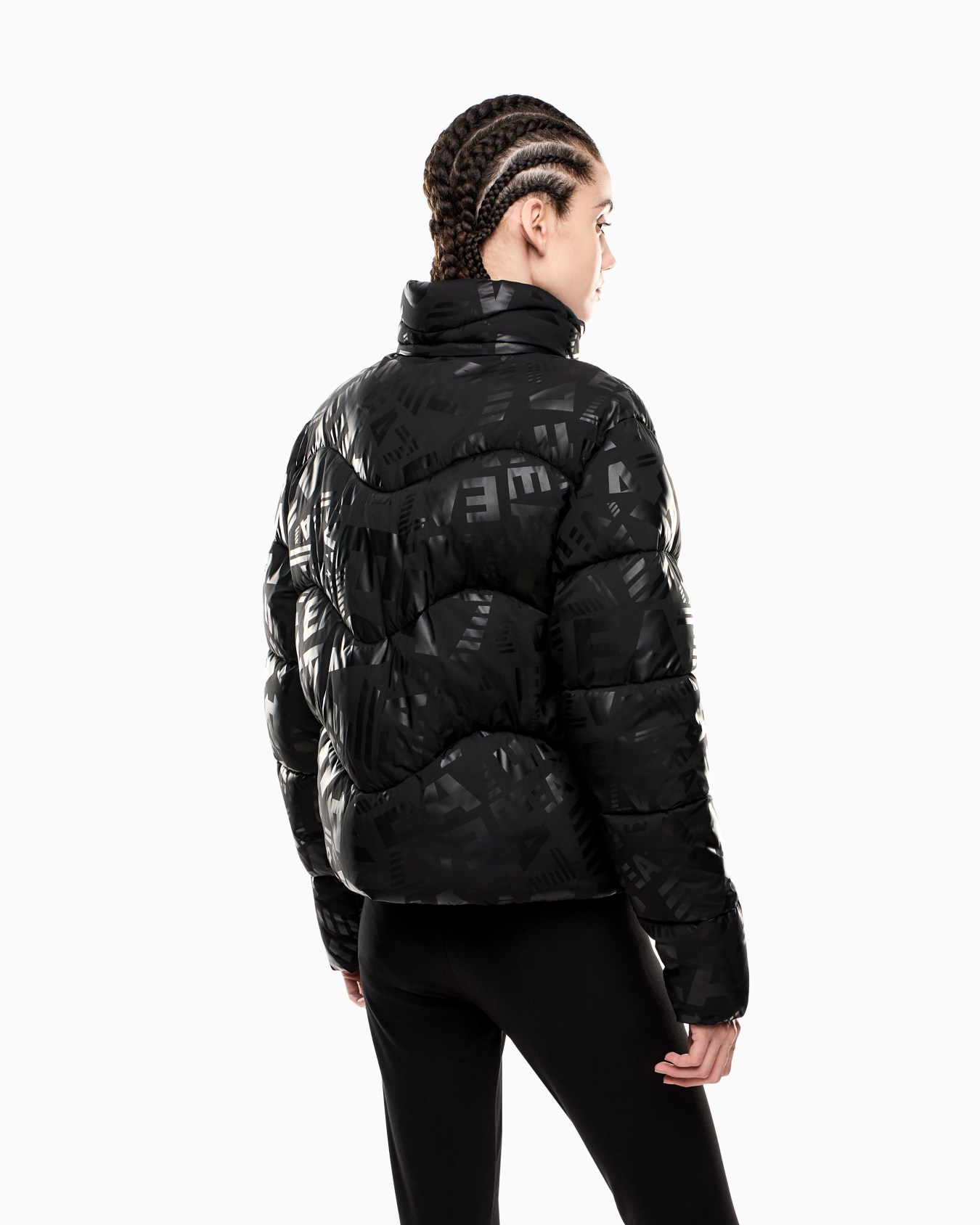 Nylon padded jacket with all-over monogram print Slide 2