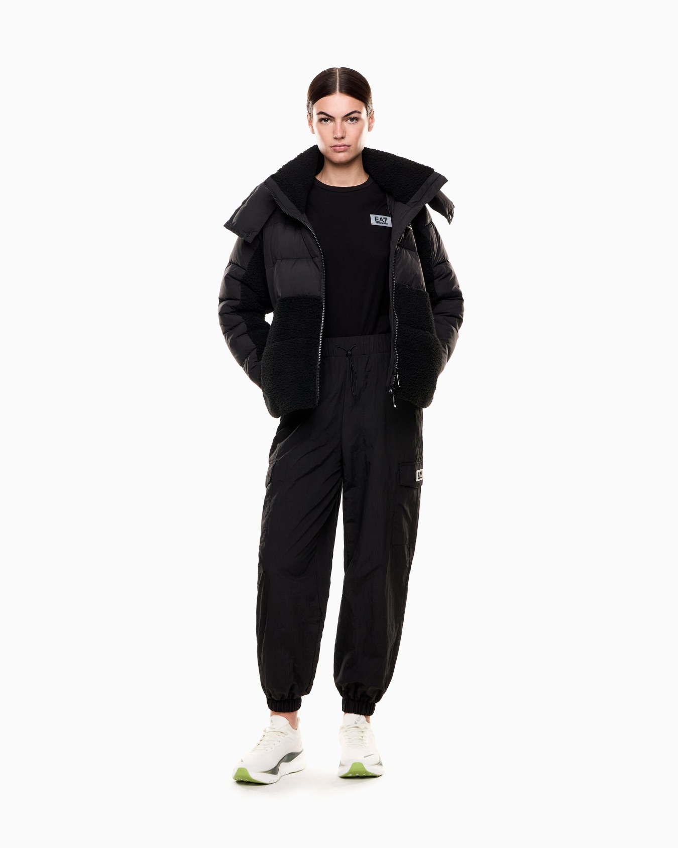 Veste rembourrée en nylon avec détails en tissu effet peluche Diapositive 1