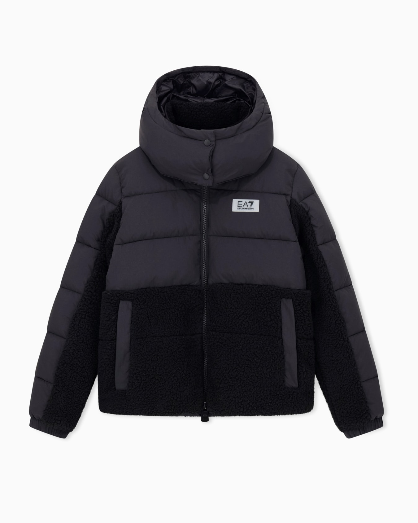 Veste rembourrée en nylon avec détails en tissu effet peluche Diapositive 0