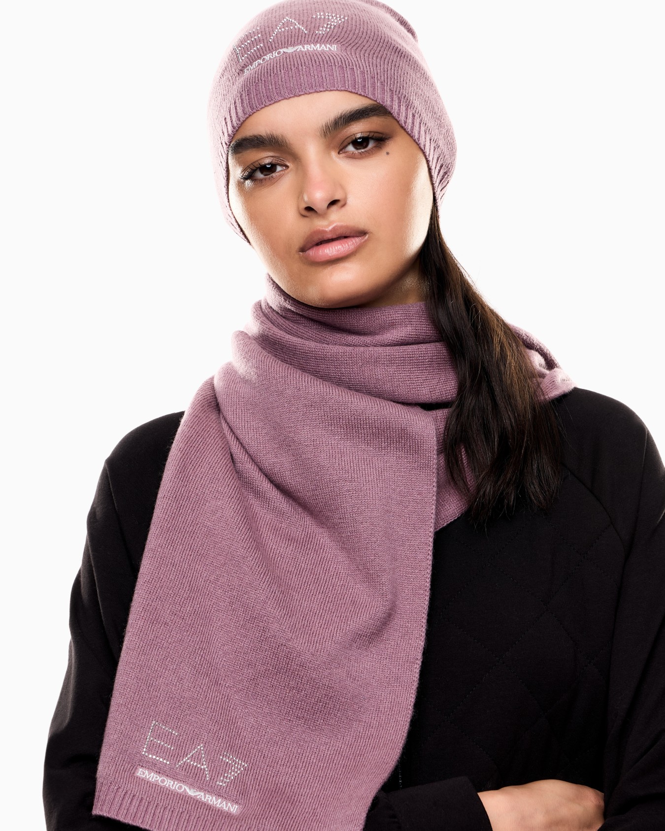 Set beanie e sciarpa Evolution con logo borchiette Slide 2