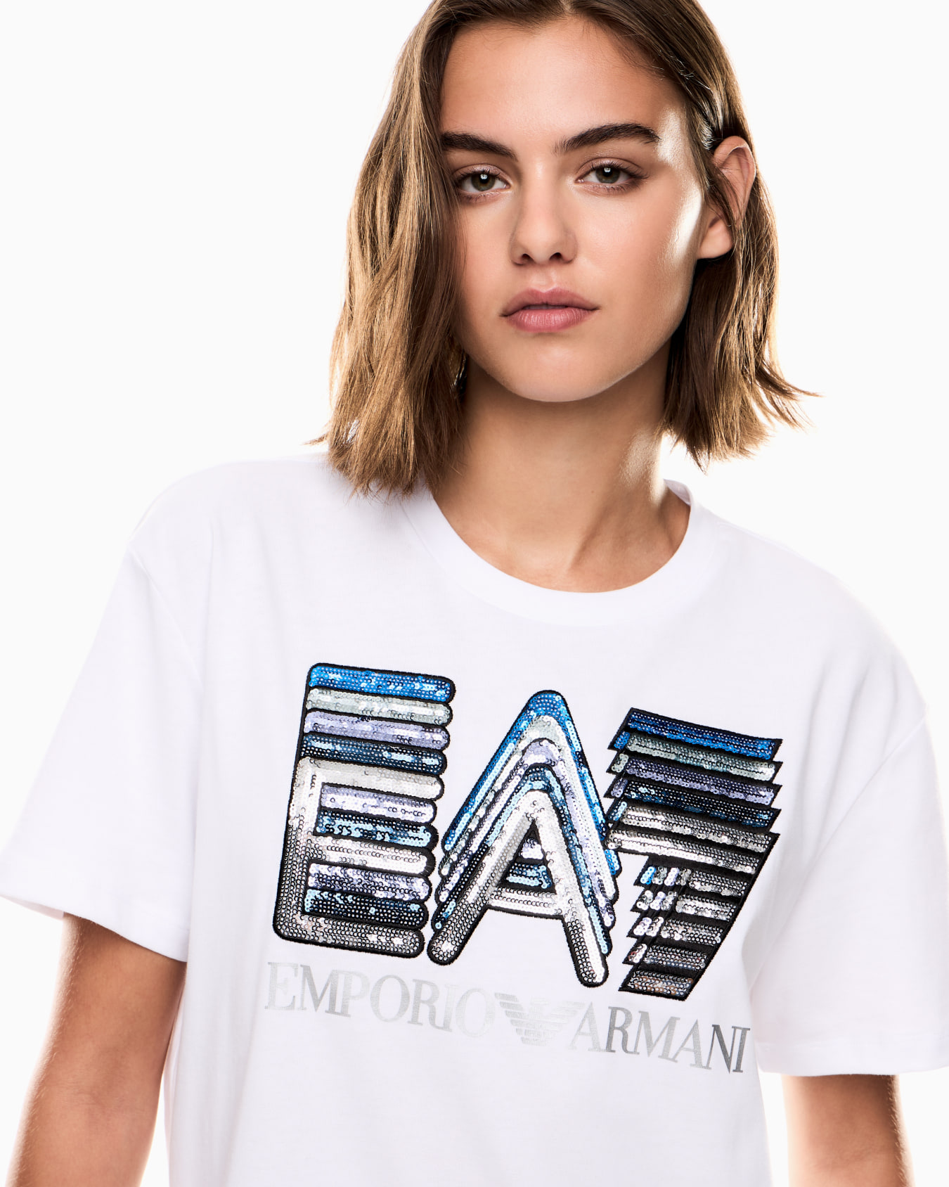 Logo Series jersey T-shirt with colourful sequins Slide 4