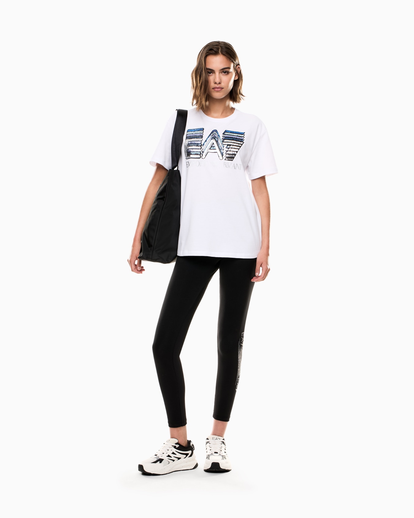 Logo Series jersey T-shirt with colourful sequins Slide 1