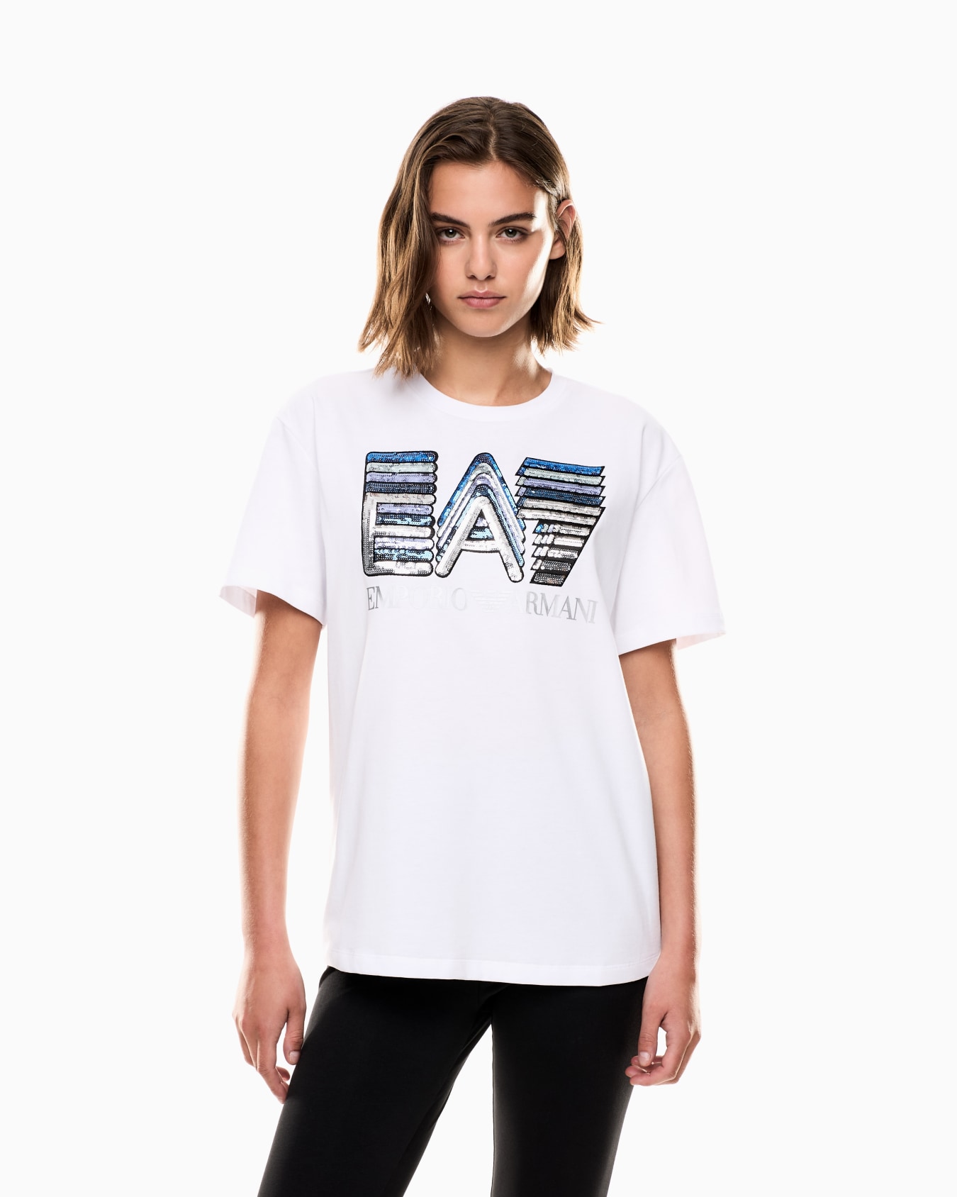 Logo Series jersey T-shirt with colourful sequins Slide 3