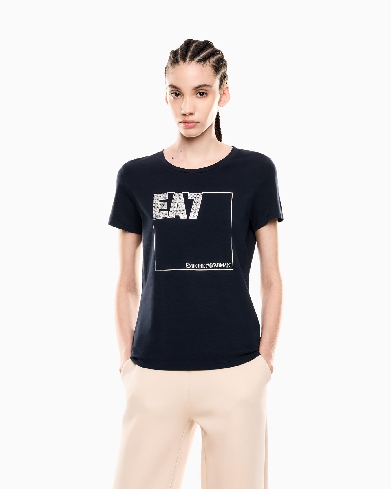 Logo Series クルーネックTシャツ ストレッチコットン スライドする 3